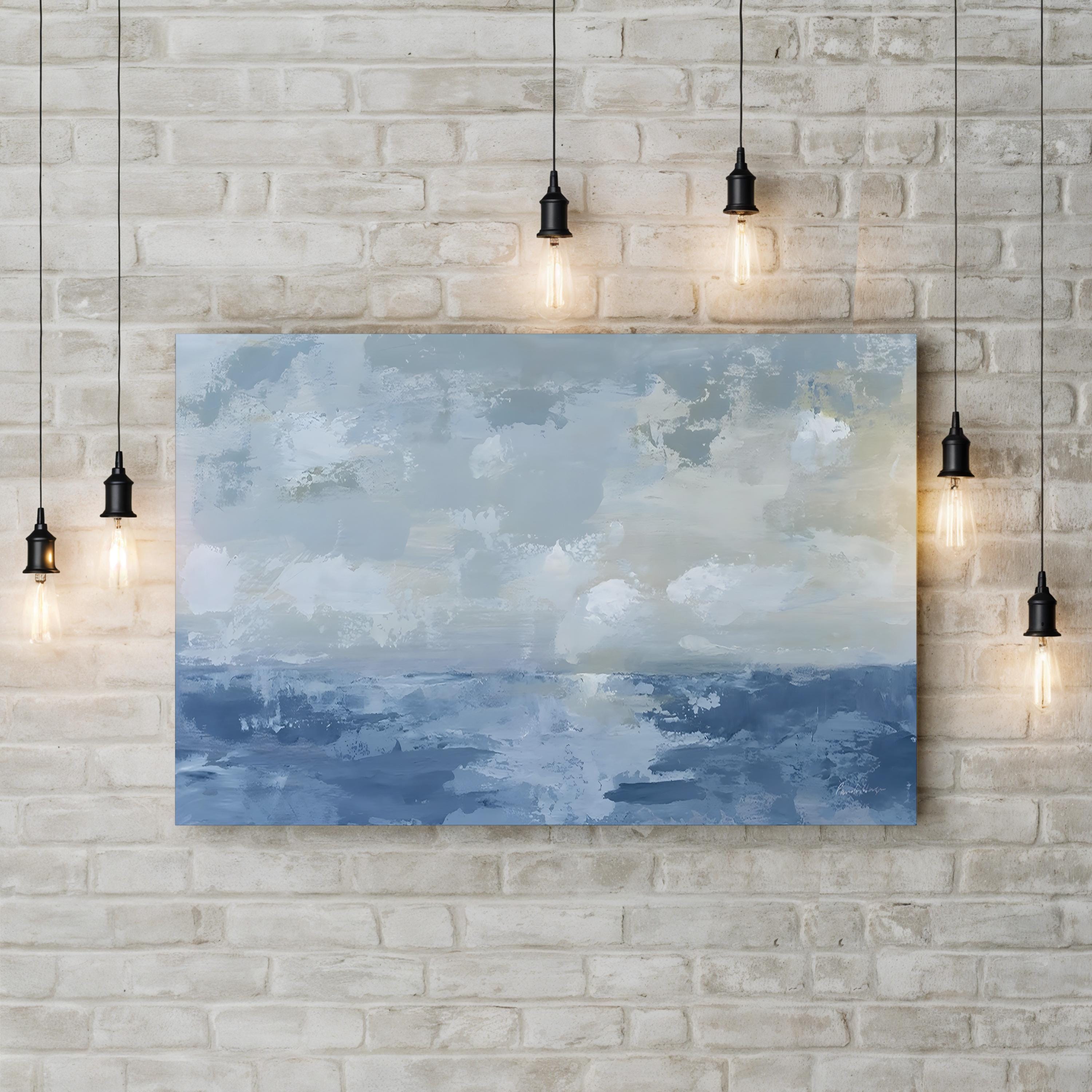 Silver Blue Sea Wall Art by Pamela Munger – Contemporary Abstract Seascape Painting Print