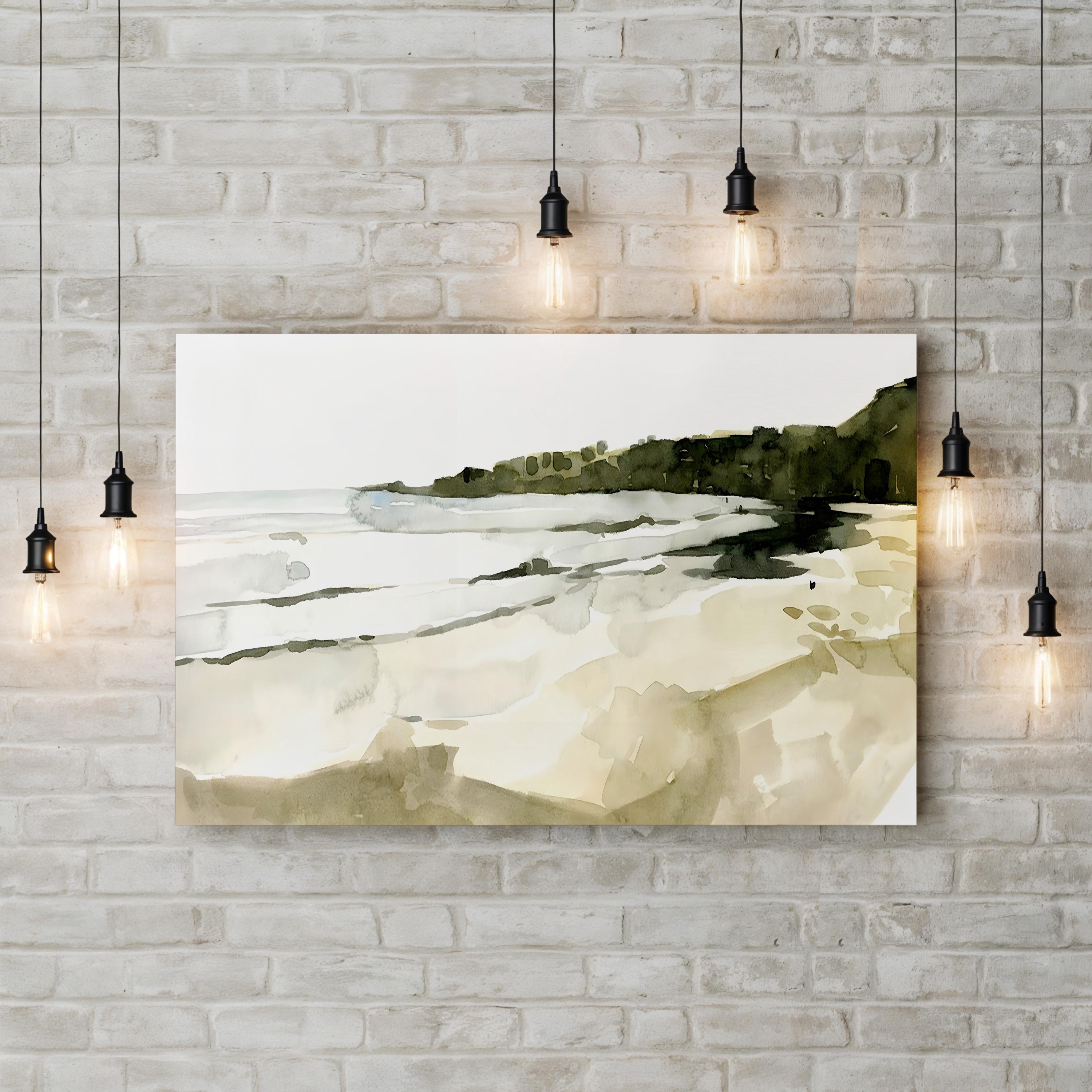 Simple Watercolor Coast I Wall Art by Emma Caroline – Minimalist Coastal Landscape Canvas Print