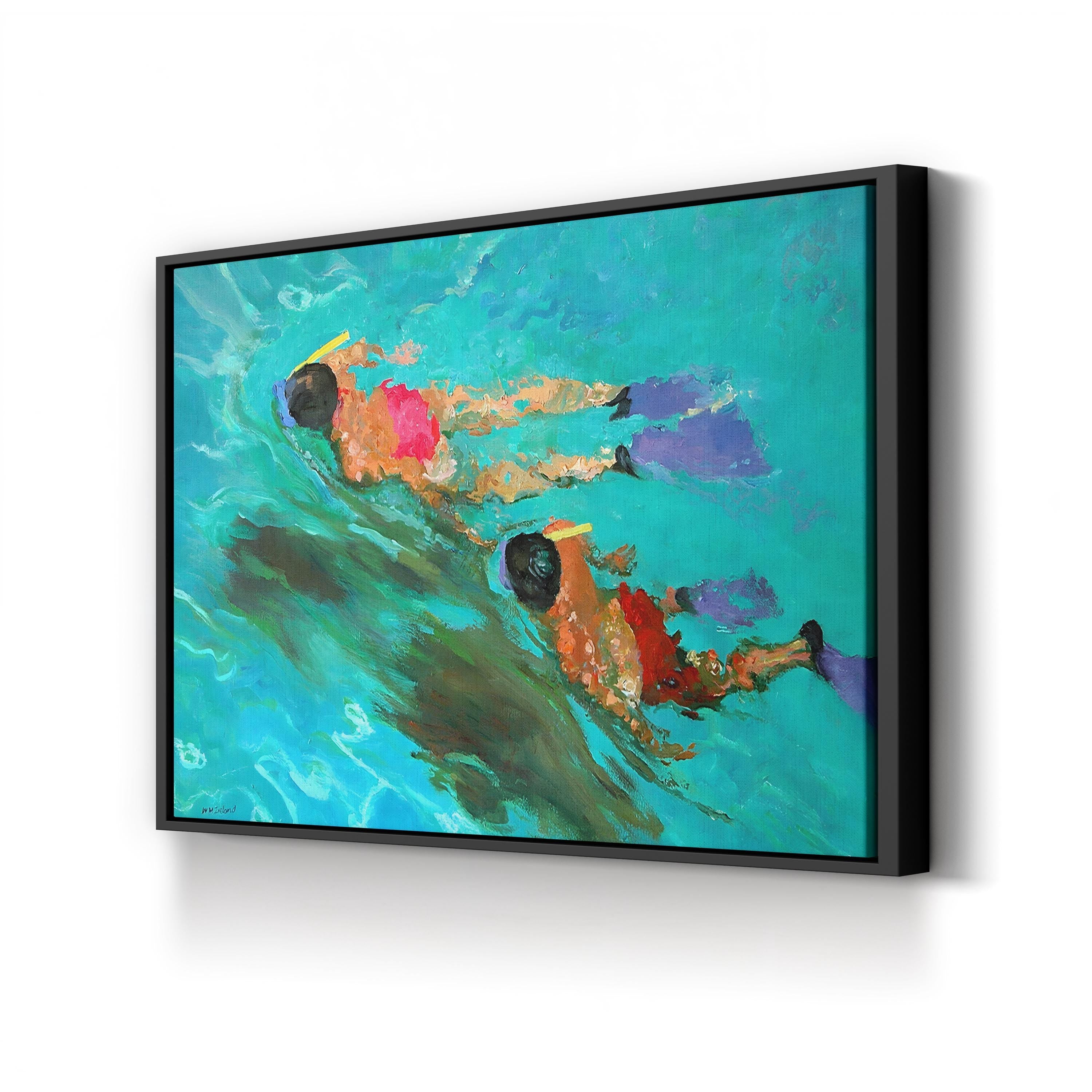 Snorkellers Canvas Art Print – Vibrant Blue Ocean Scene, Contemporary Coastal Wall Art by William Ireland