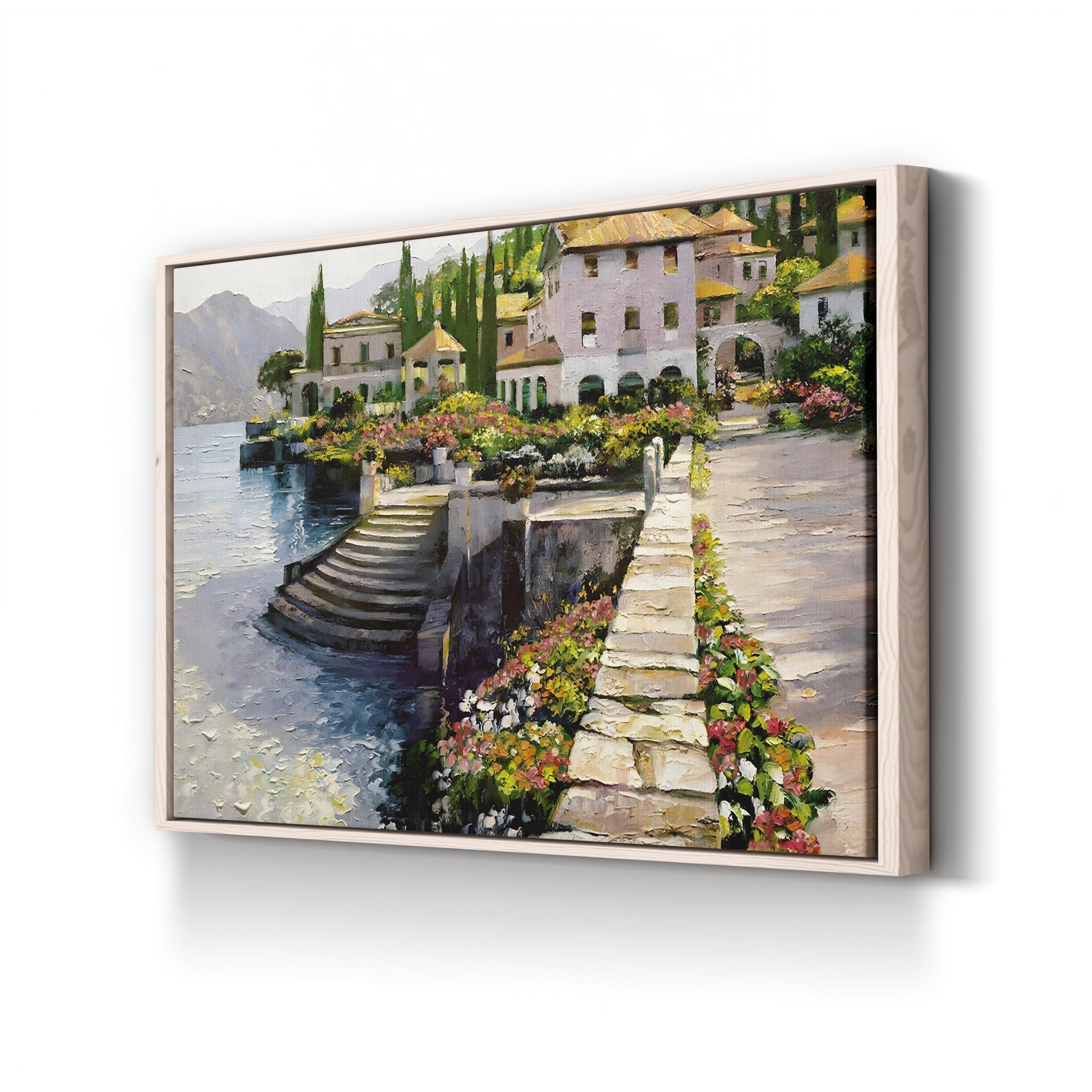 Stairway to Carlotta, Lake Como, Italy by Howard Behrens canvas print in an oak frame