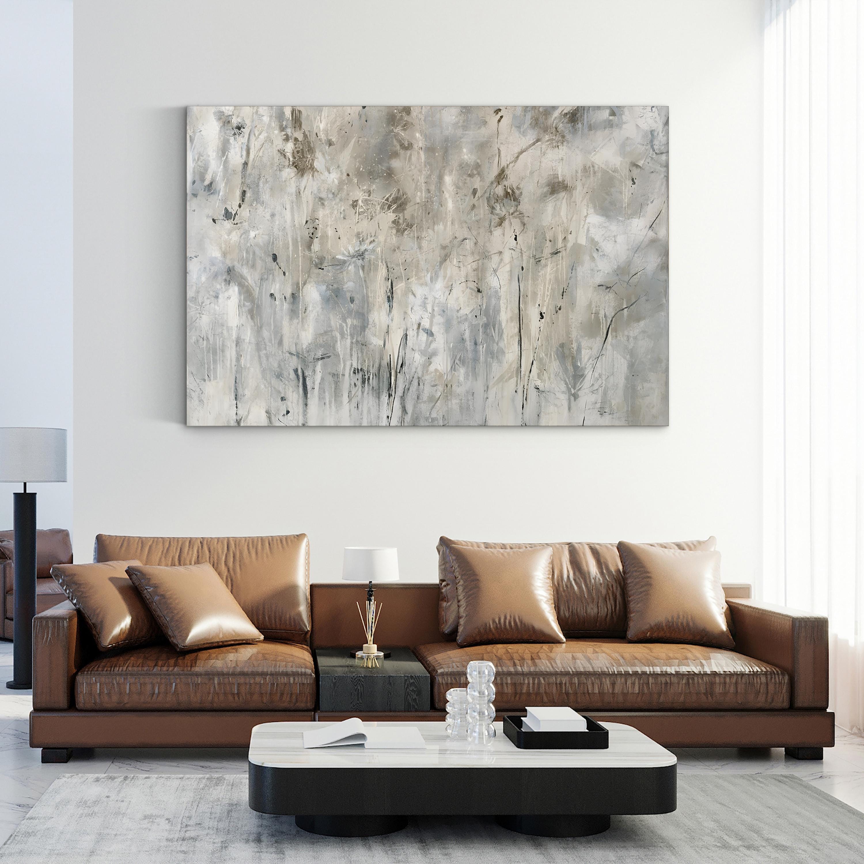 Subtle Frosted Floral Wall Art by Jodi Maas – Neutral Abstract Floral Canvas Print