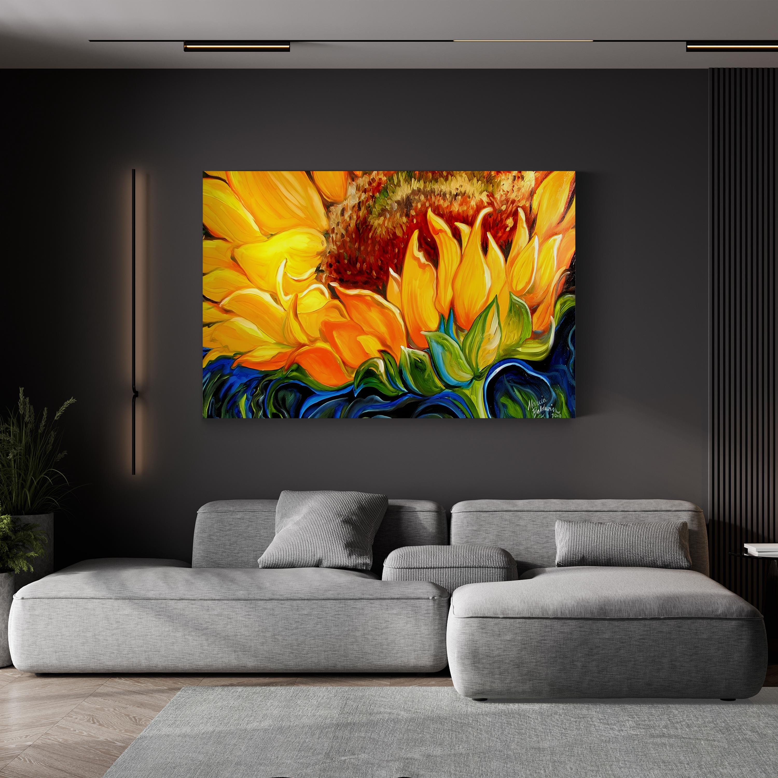 Sunflower Rise’N Shine Wall Art by Marcia Baldwin – Contemporary Sunflower Canvas Print