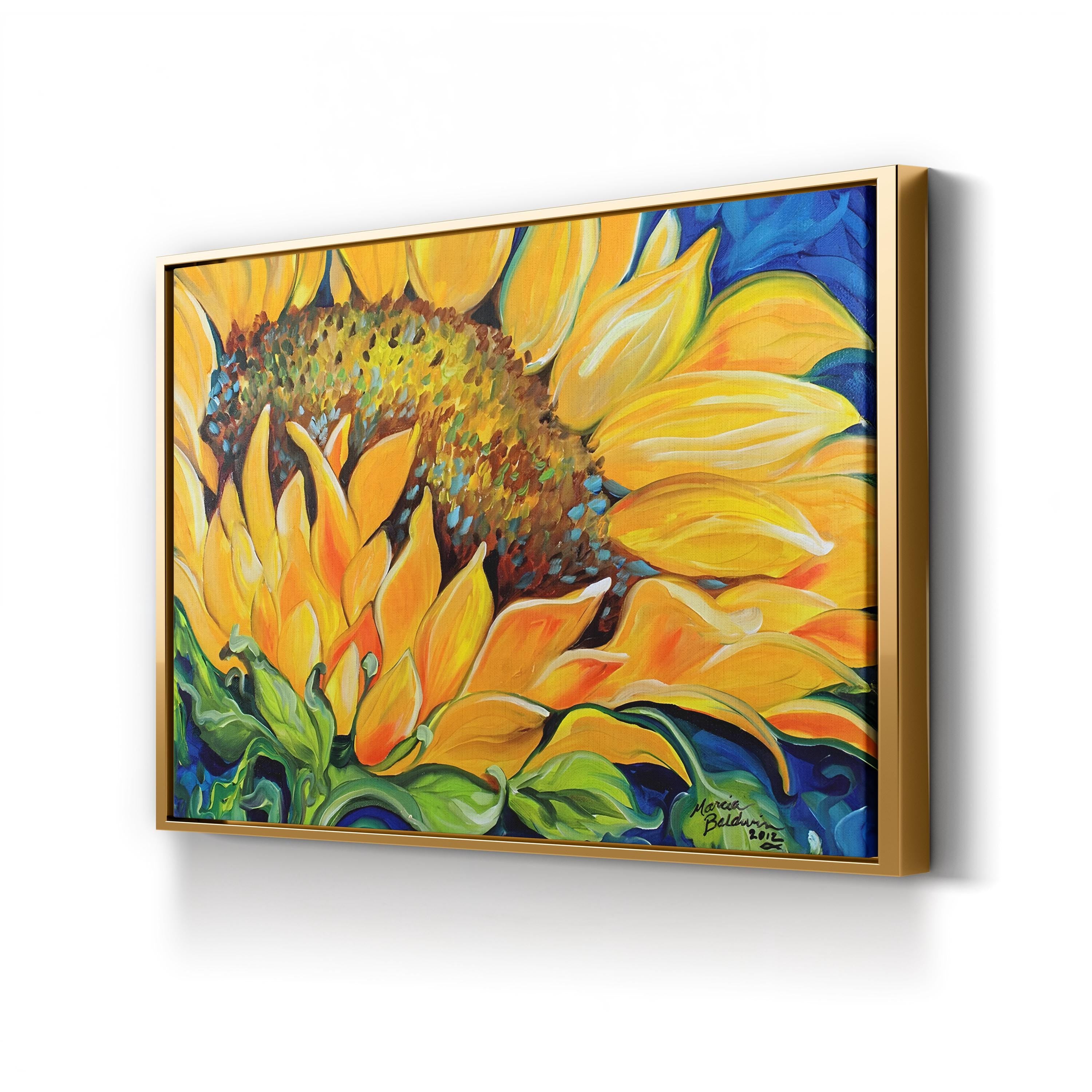 Sunflower September Wall Art by Marcia Baldwin – Contemporary Sunflower Canvas Print