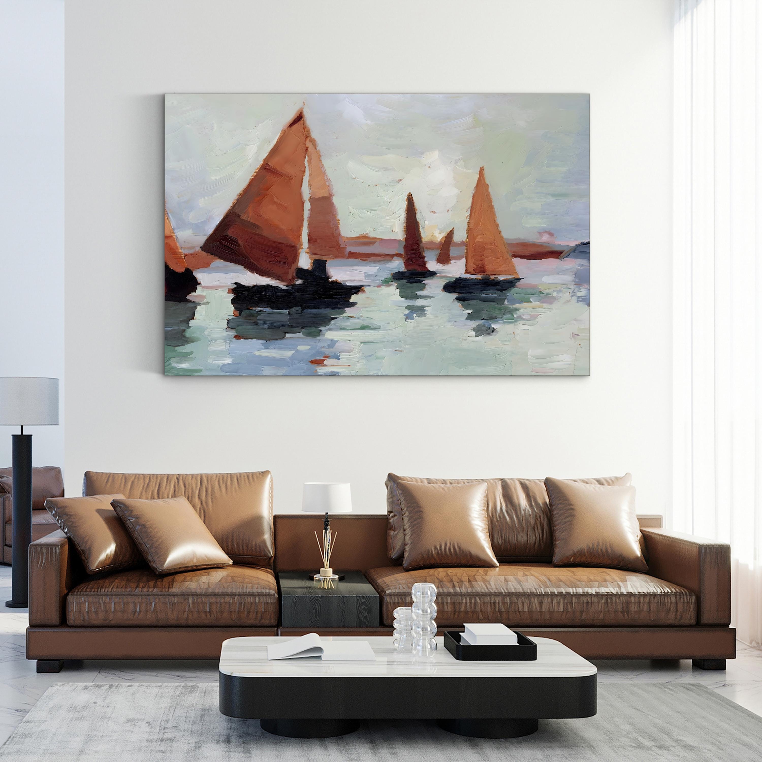 Sunset Harbor I Canvas Print – Nautical Sailboats Coastal Wall Art