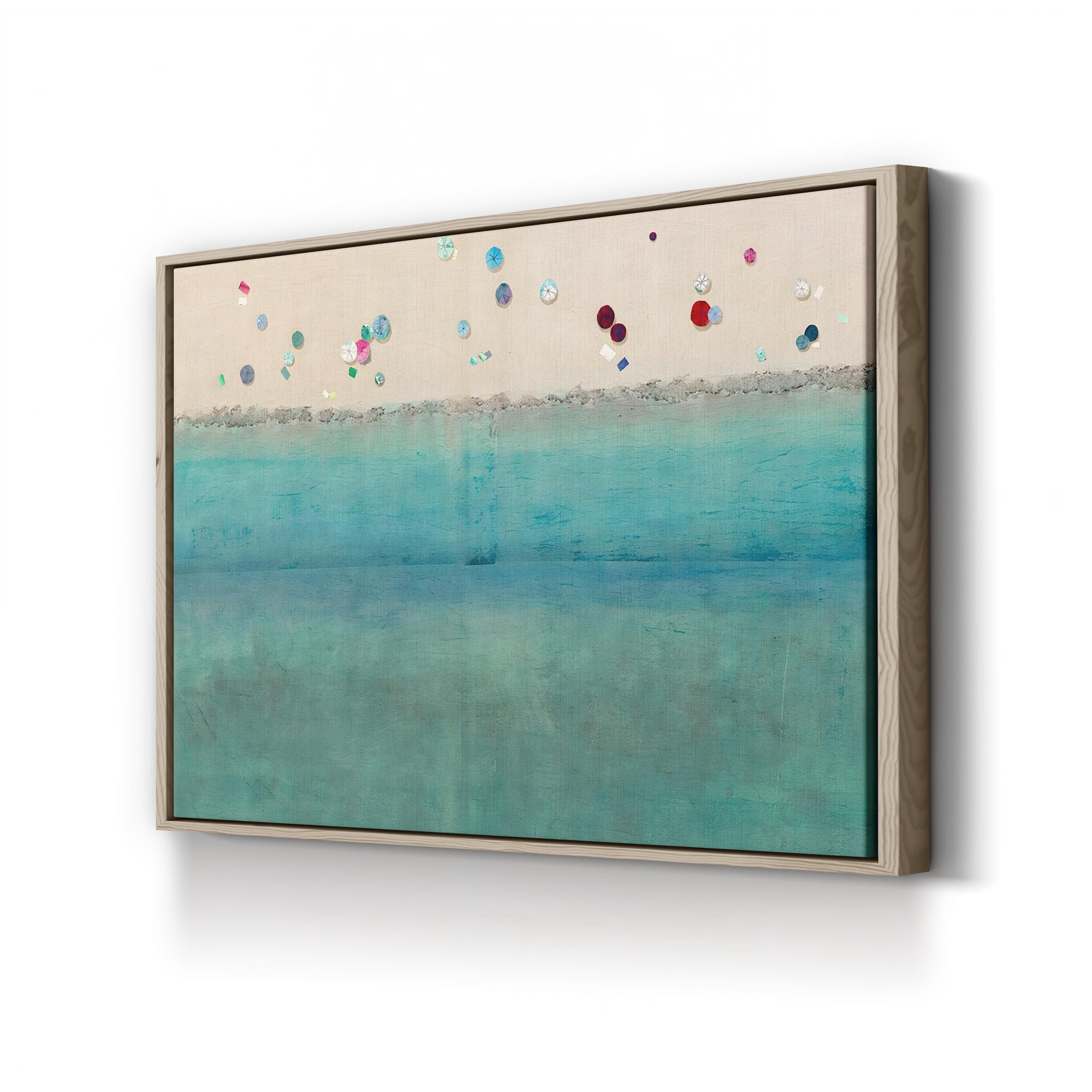 Beach Umbrella Coastal Scene – Period Illustration Wall Art | Vibrant Summer Canvas Print