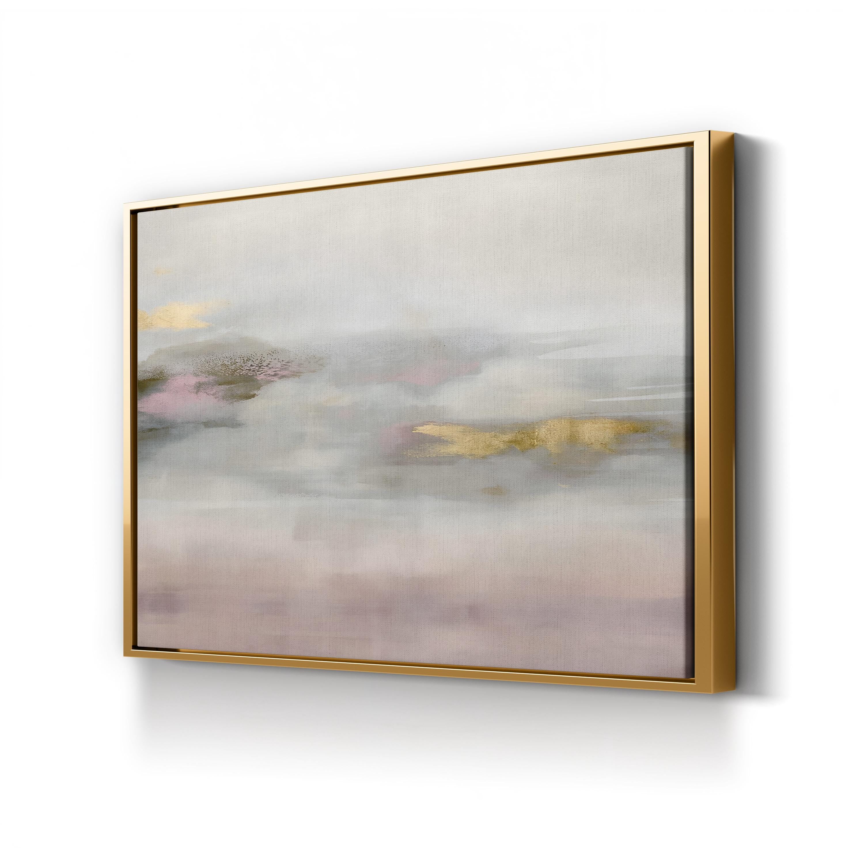 Abstract Landscape in Soft Pink, Gold, and Gray Wall Art