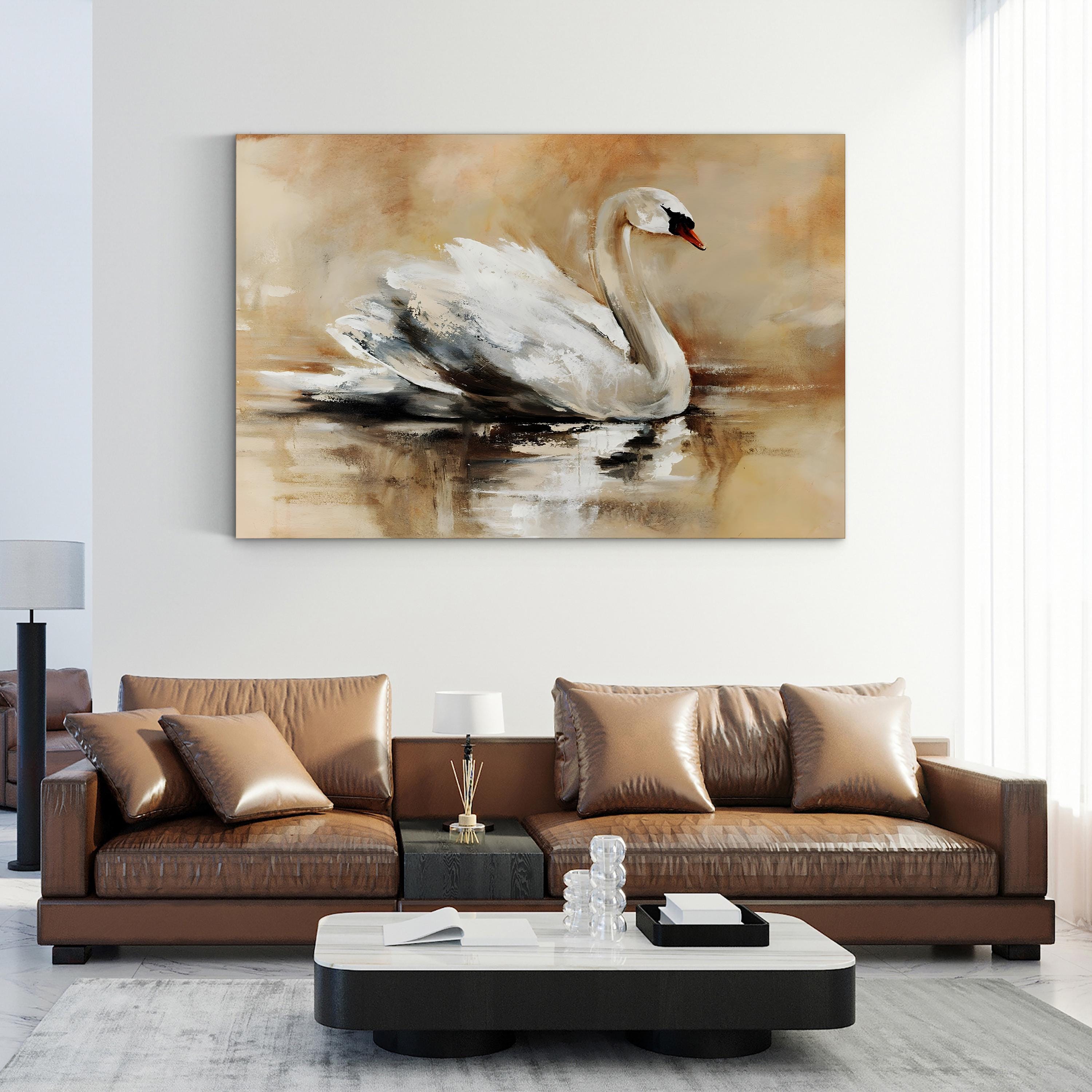 Sweeping Rhythms Swan Canvas Print – Abstract Bird Wall Art, Modern Nature Decor