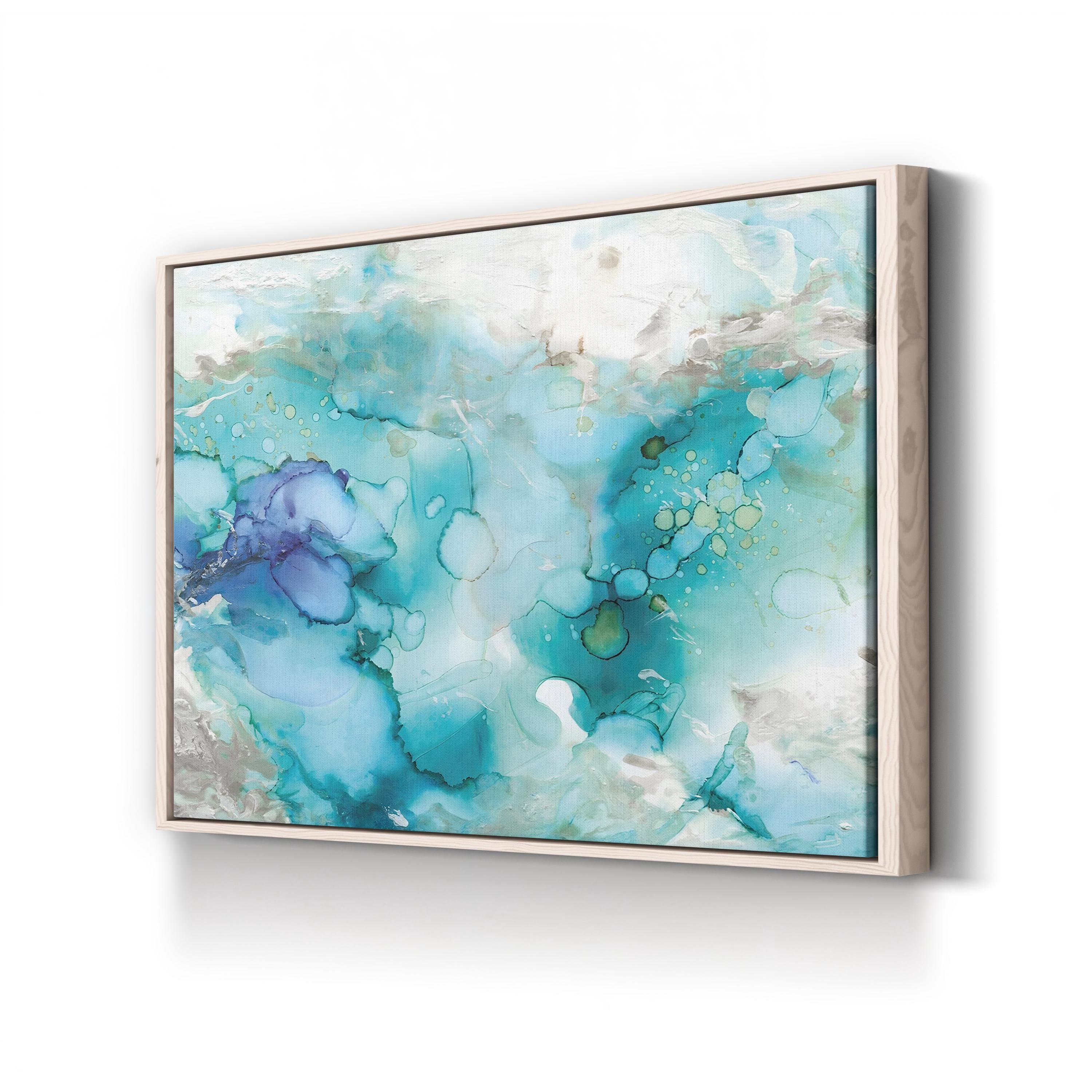 Teal Marble Abstract Canvas Art – Modern Blue & Green Wall Decor