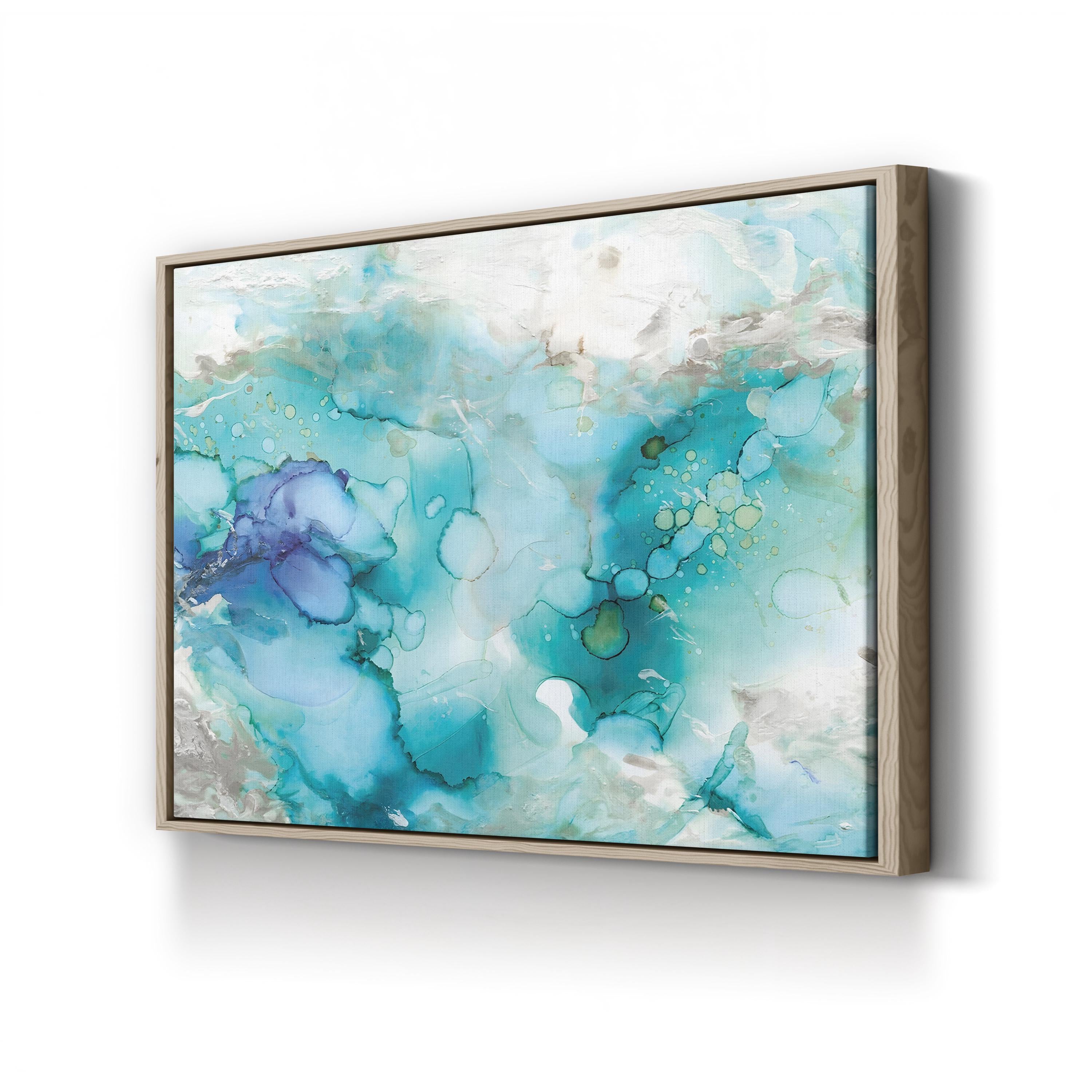 Teal Marble Abstract Canvas Art – Modern Blue & Green Wall Decor