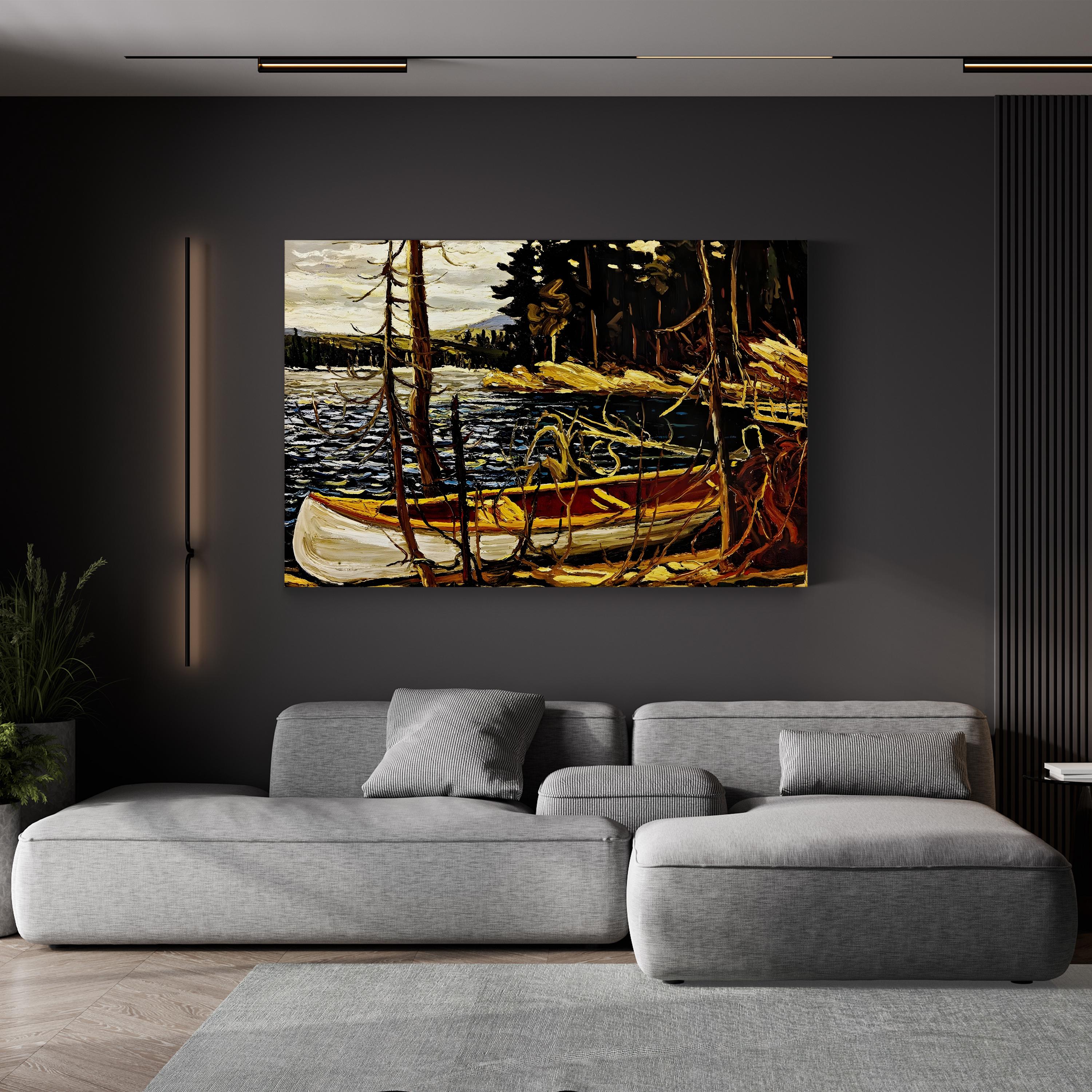The Canoe Wall Art by Tom Thomson – Canadian Wilderness Lake Landscape Canvas