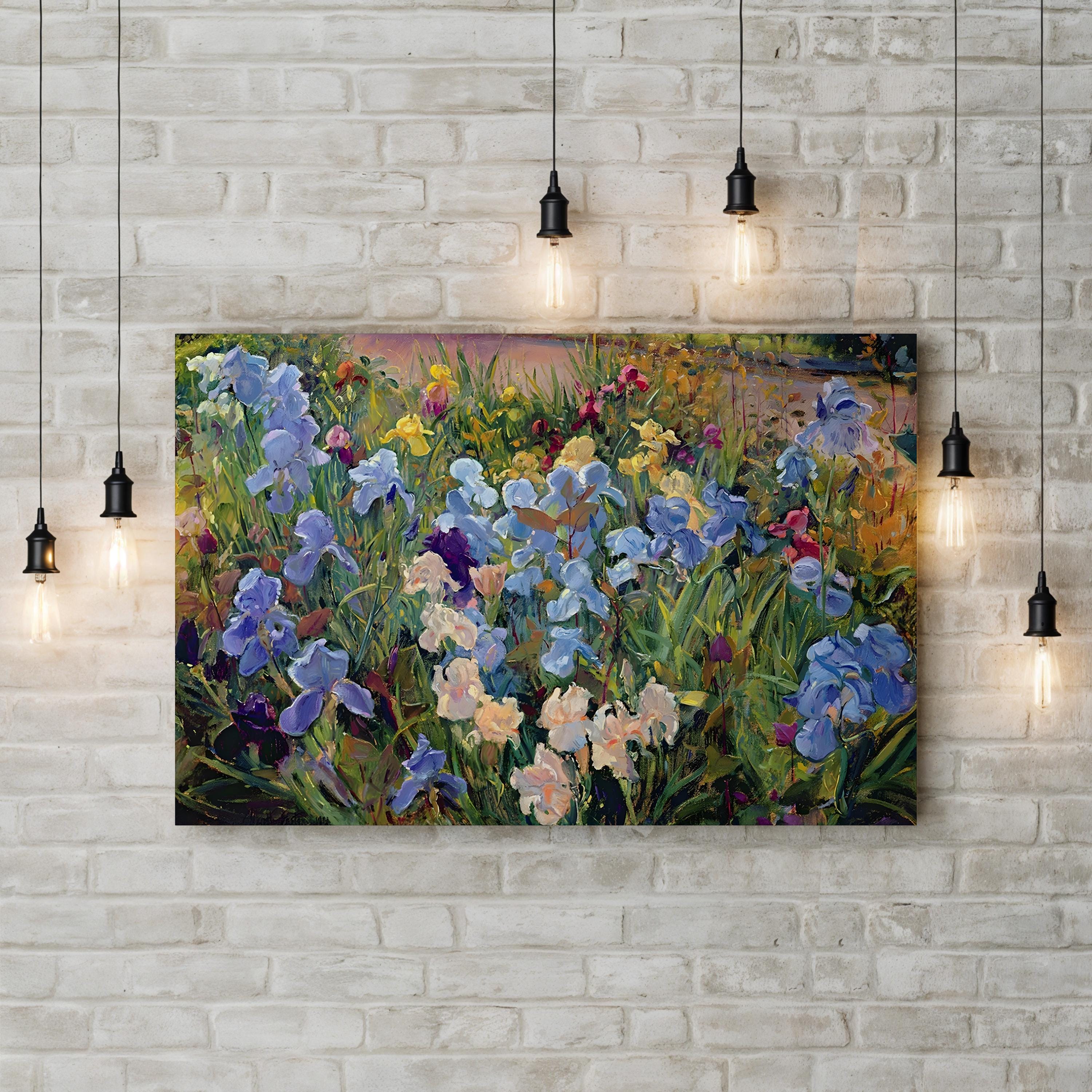 Iris Bed 1993 Botanical Floral Wall Art by Timothy Easton