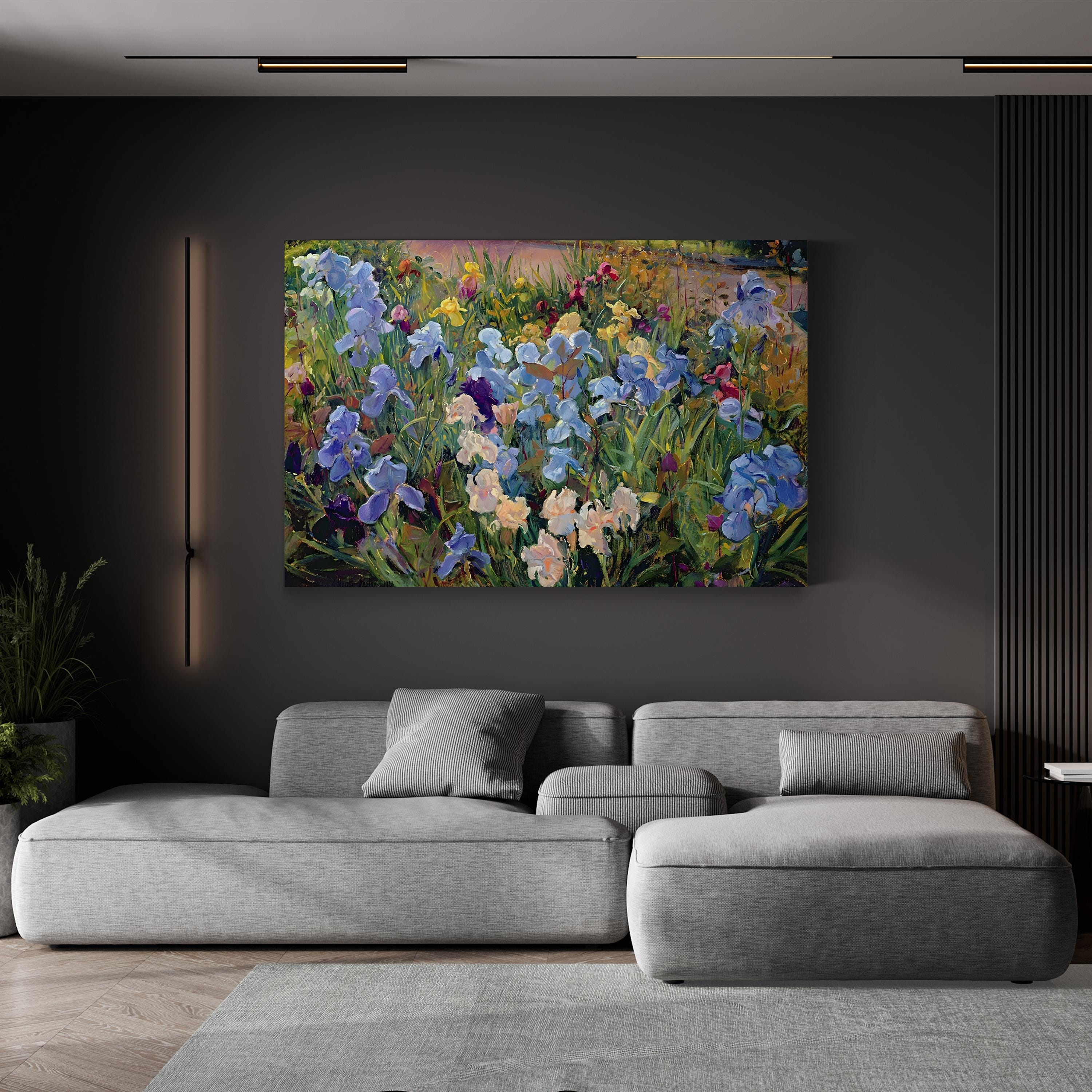 Iris Bed 1993 Botanical Floral Wall Art by Timothy Easton