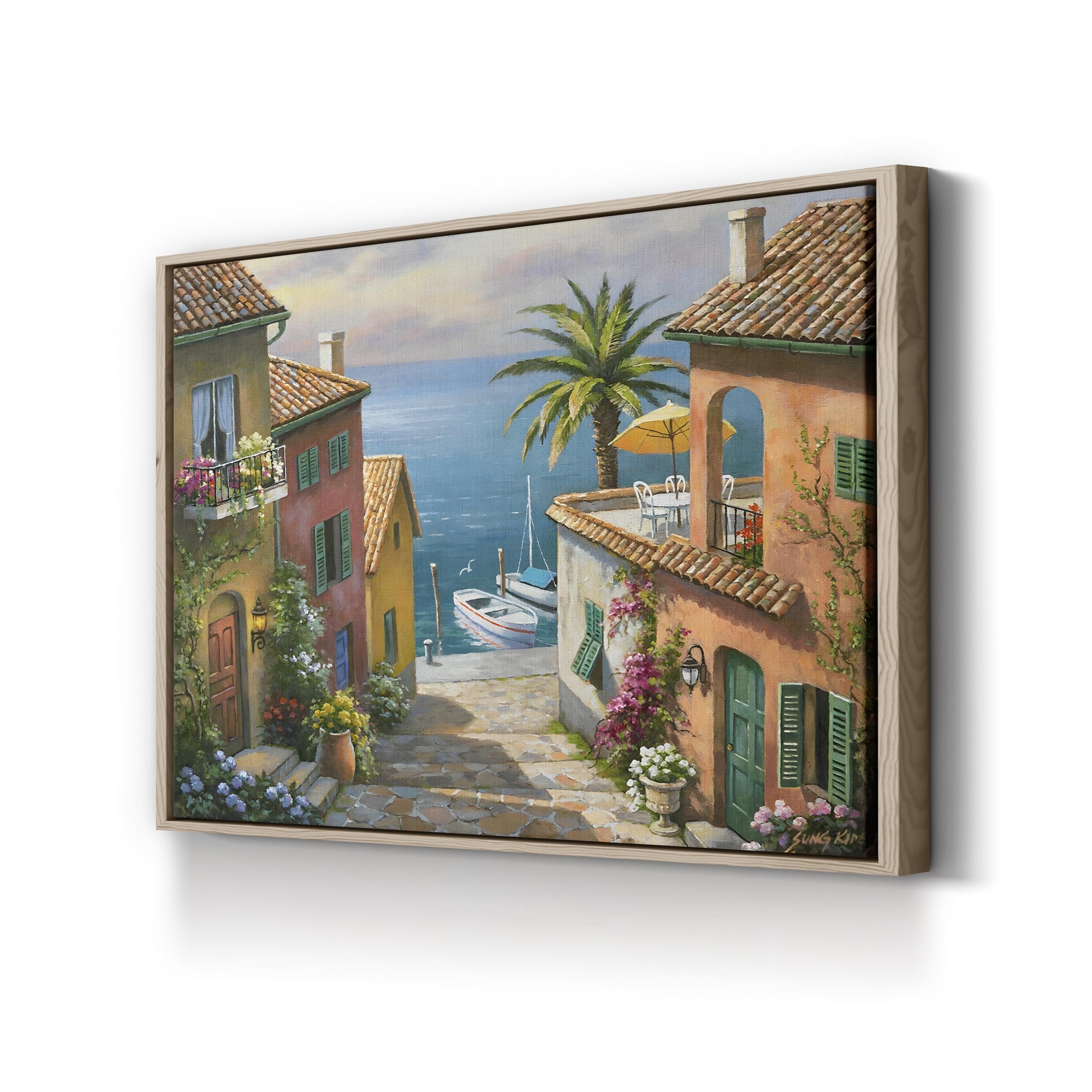 The Villas Private Dock | Mediterranean Village Coastal Wall Art by Sung Kim