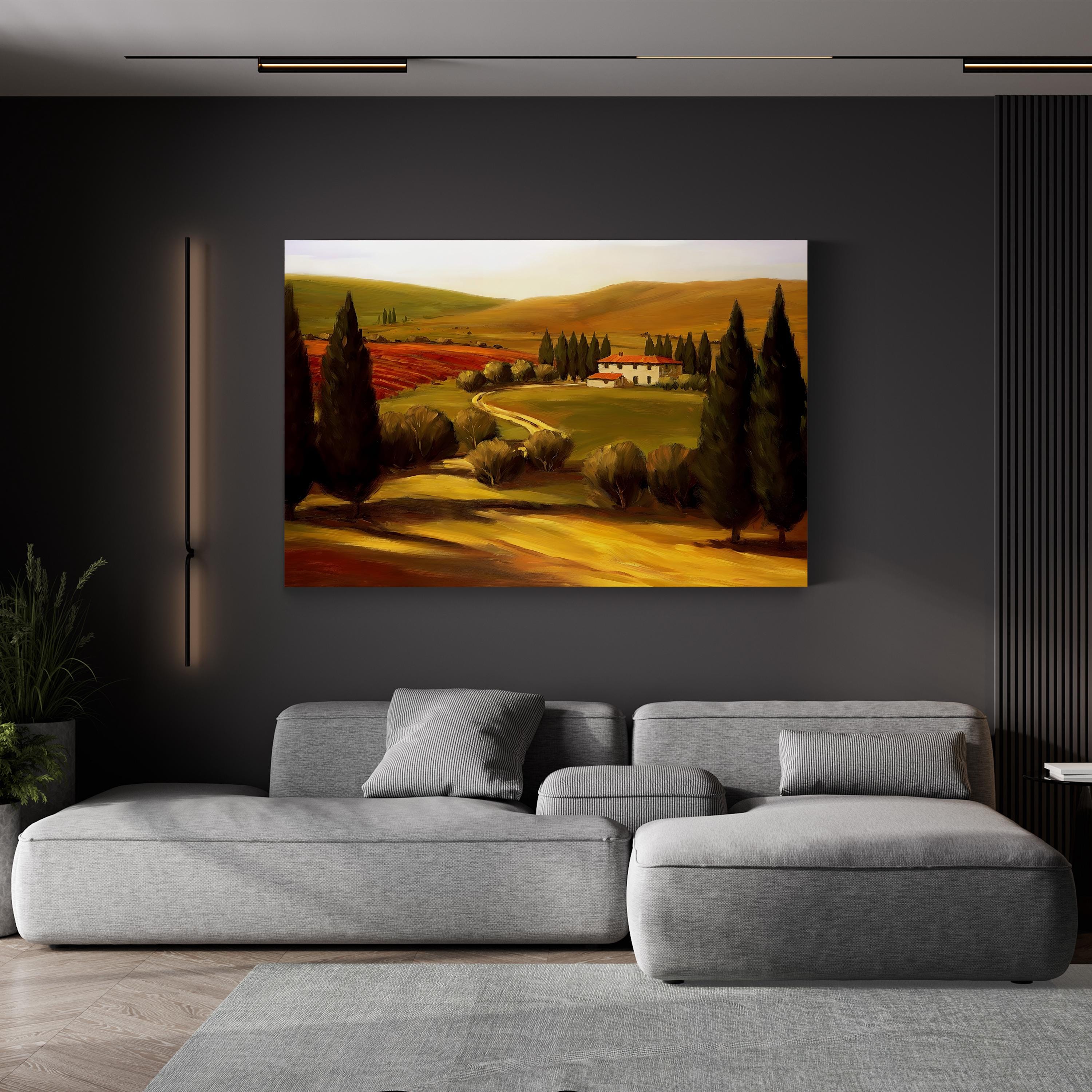 Tuscany Countryside Canvas Art: Rolling Hills & Rustic Villas