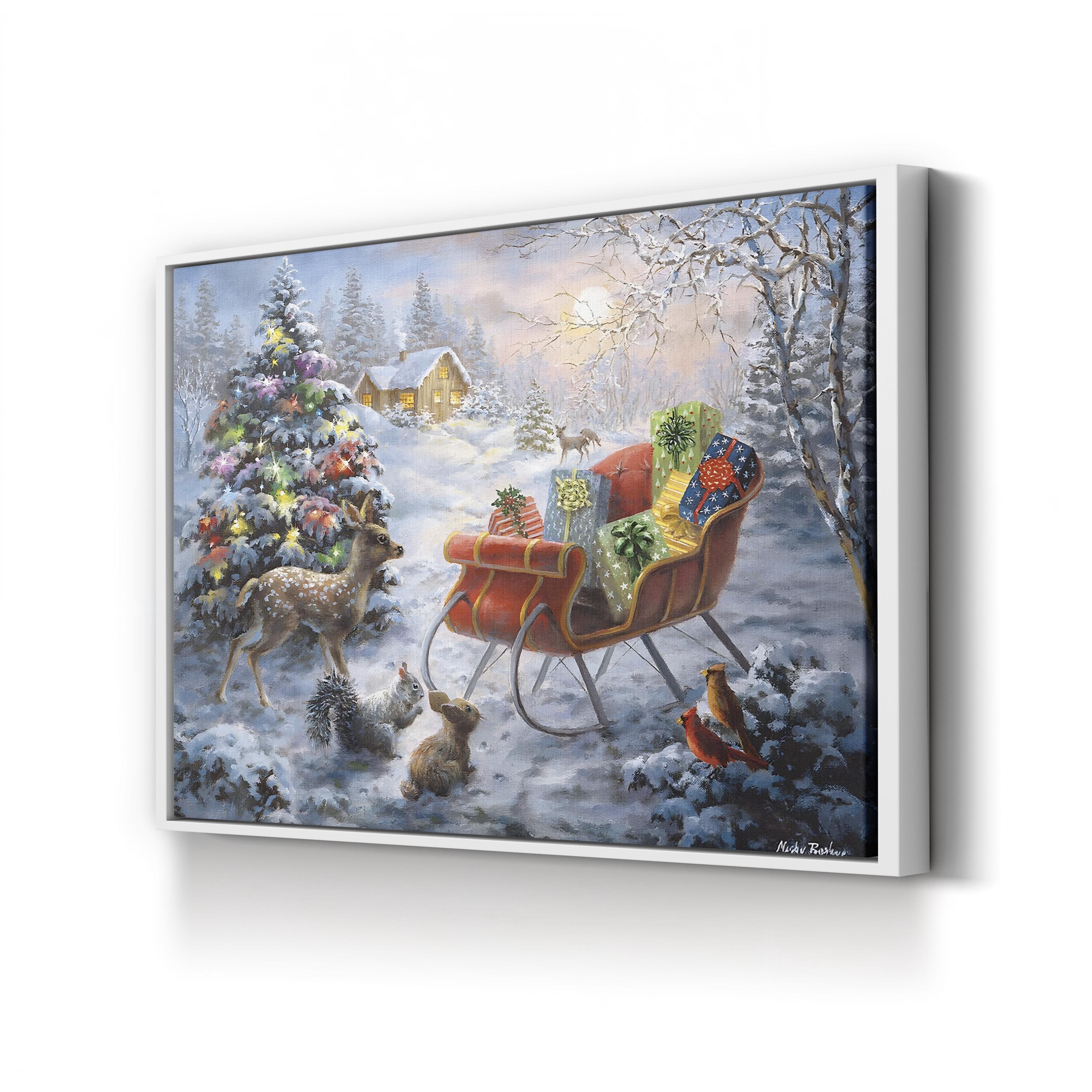 Christmas Eve Canvas Art: Cozy Winter Sleigh Scene, Holiday Wall Decor