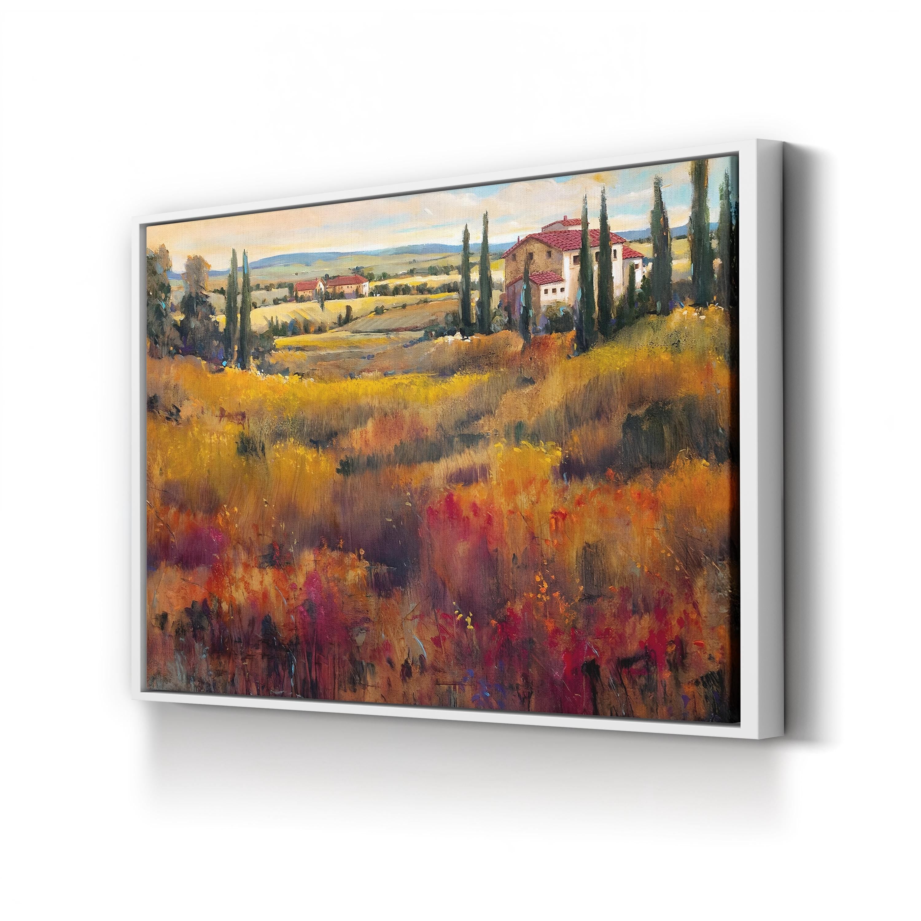 Tuscany Vineyard Canvas Art: Mediterranean Landscape, Rustic Home Decor