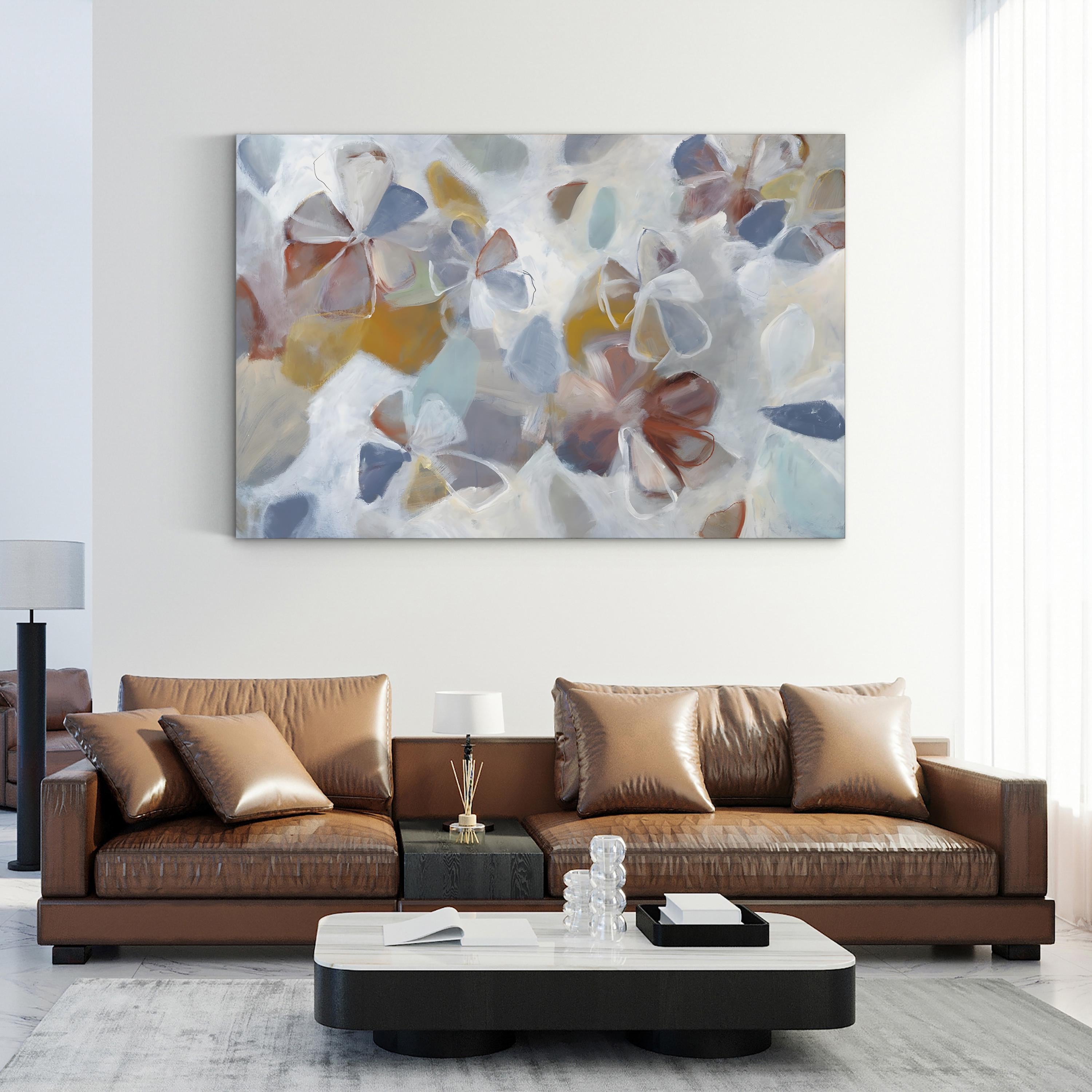 Urban Floral Canvas Art: Modern Abstract Living Room Decor