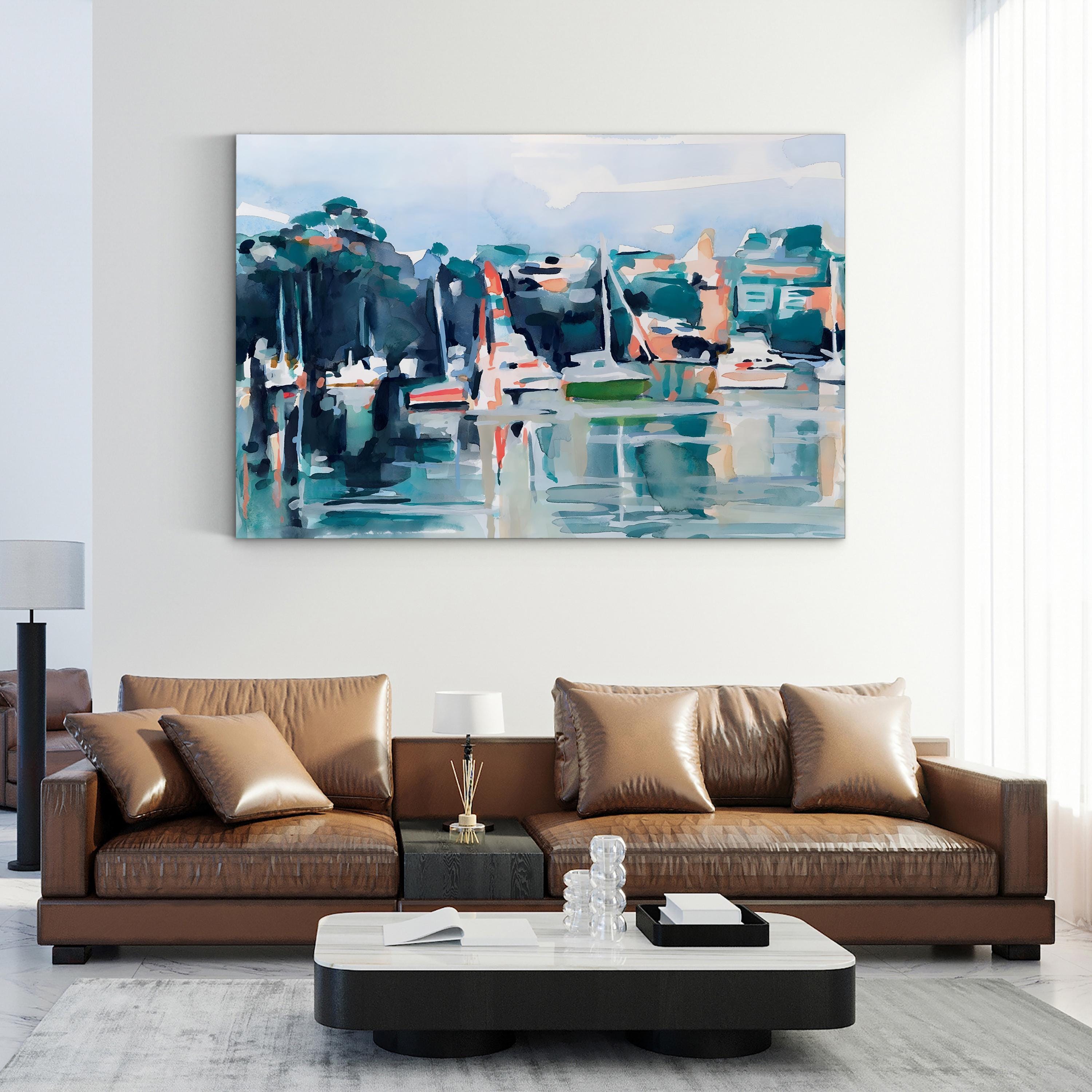 Serene Coastal Ocean Waves – Period Illustration Wall Art | Beach House Canvas Print