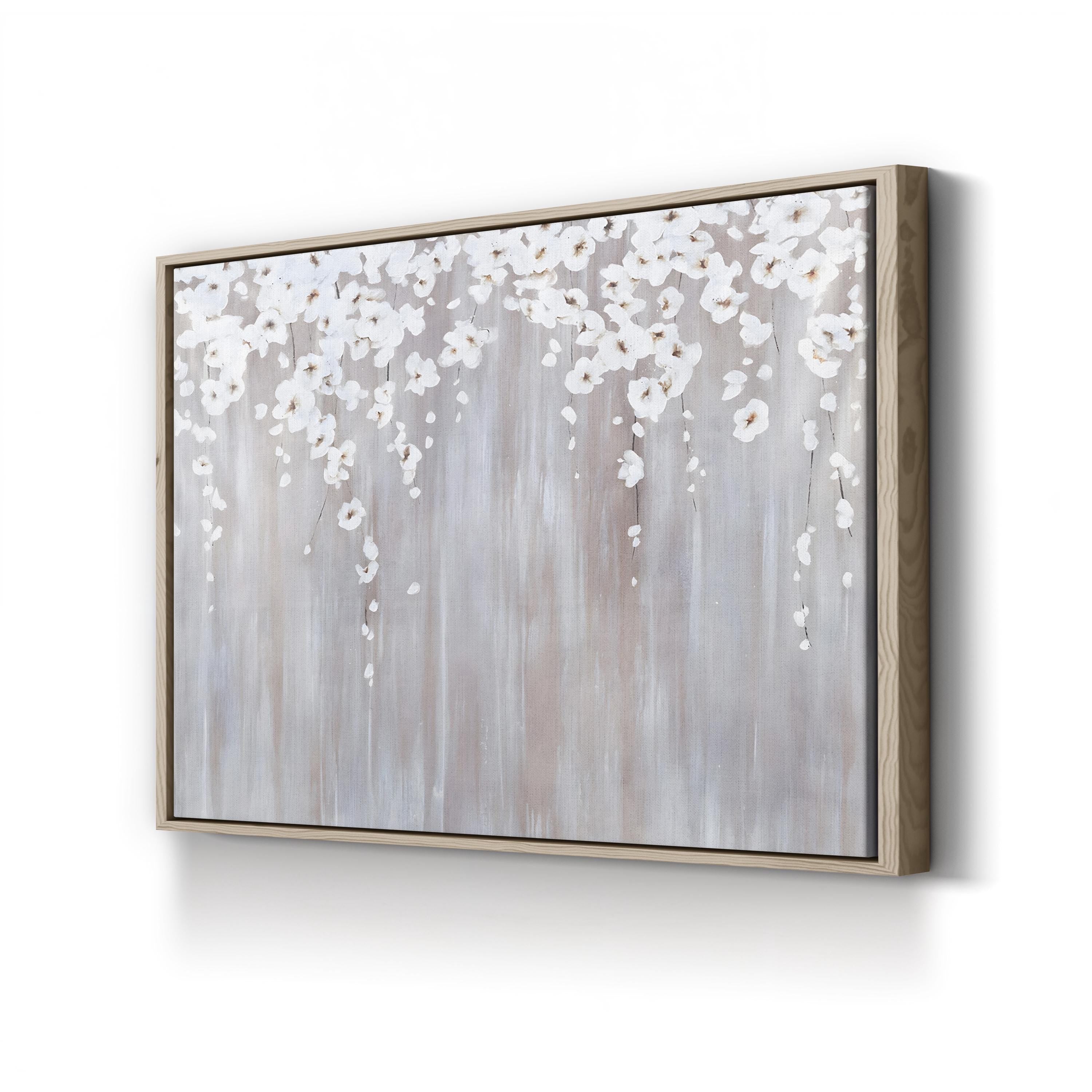 Cascading White Blossoms – Period Illustration Wall Art | Modern Floral Canvas Print