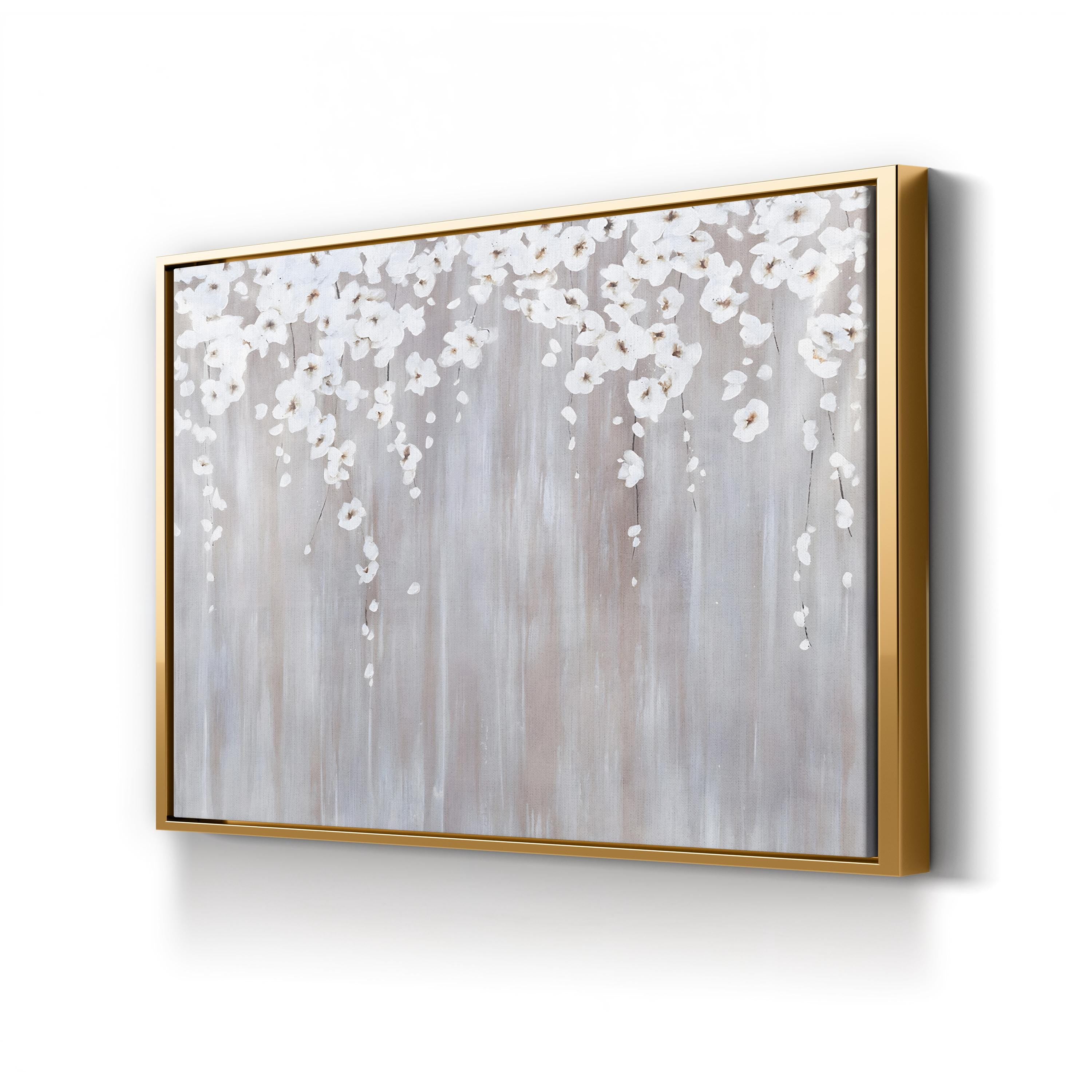 Cascading White Blossoms – Period Illustration Wall Art | Modern Floral Canvas Print
