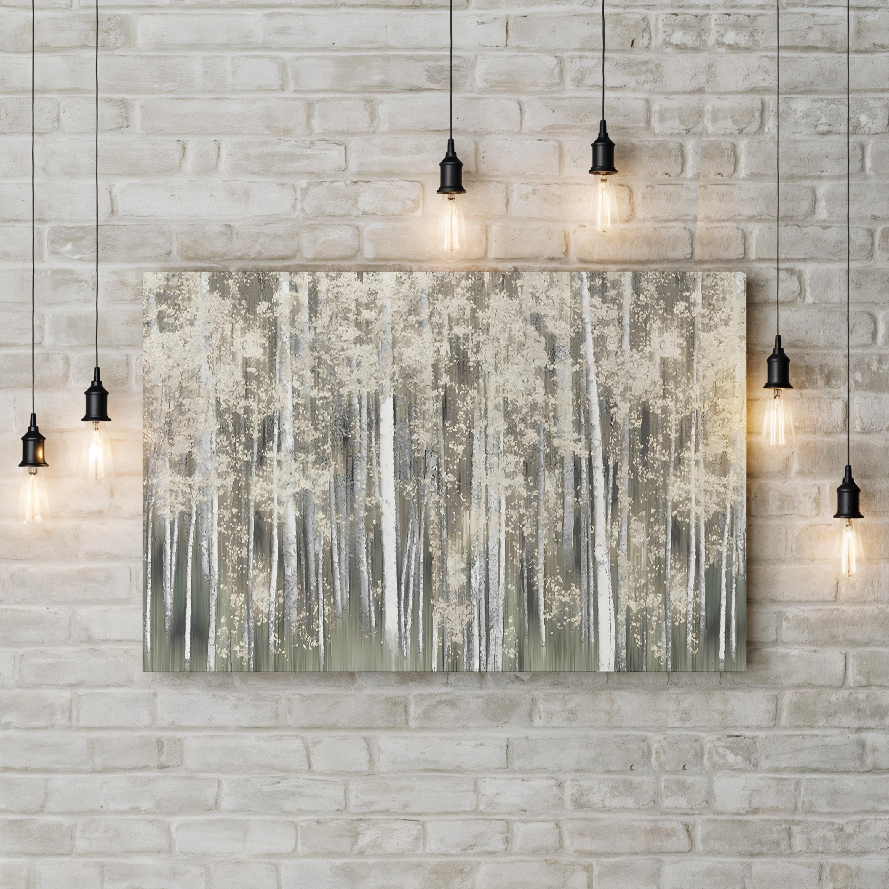 White Birch Grove – Period Illustration Wall Art | Minimalist Rustic Canvas Print
