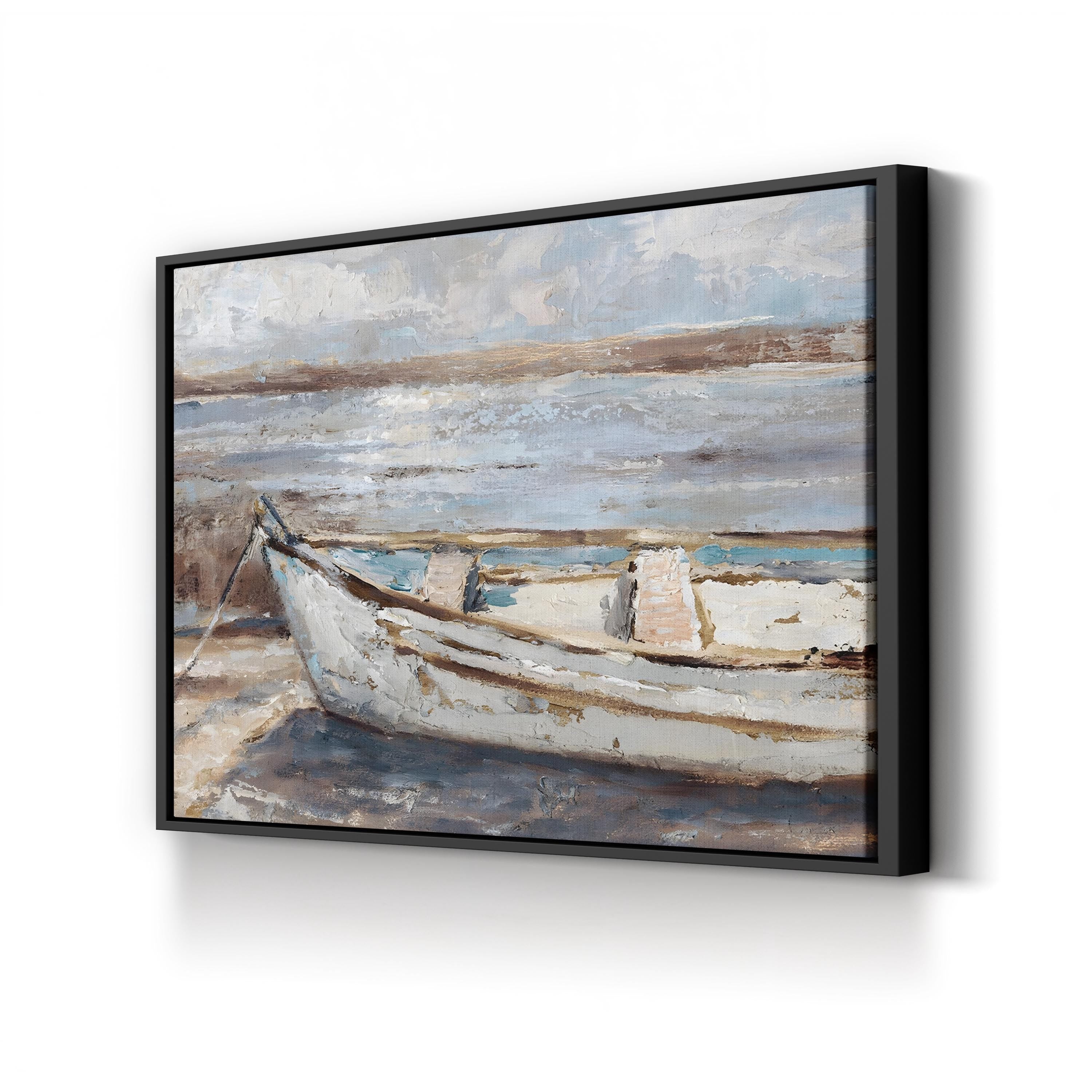 Weathered Coastal Rowboat – Period Illustration Wall Art | Watercolor Canvas Print