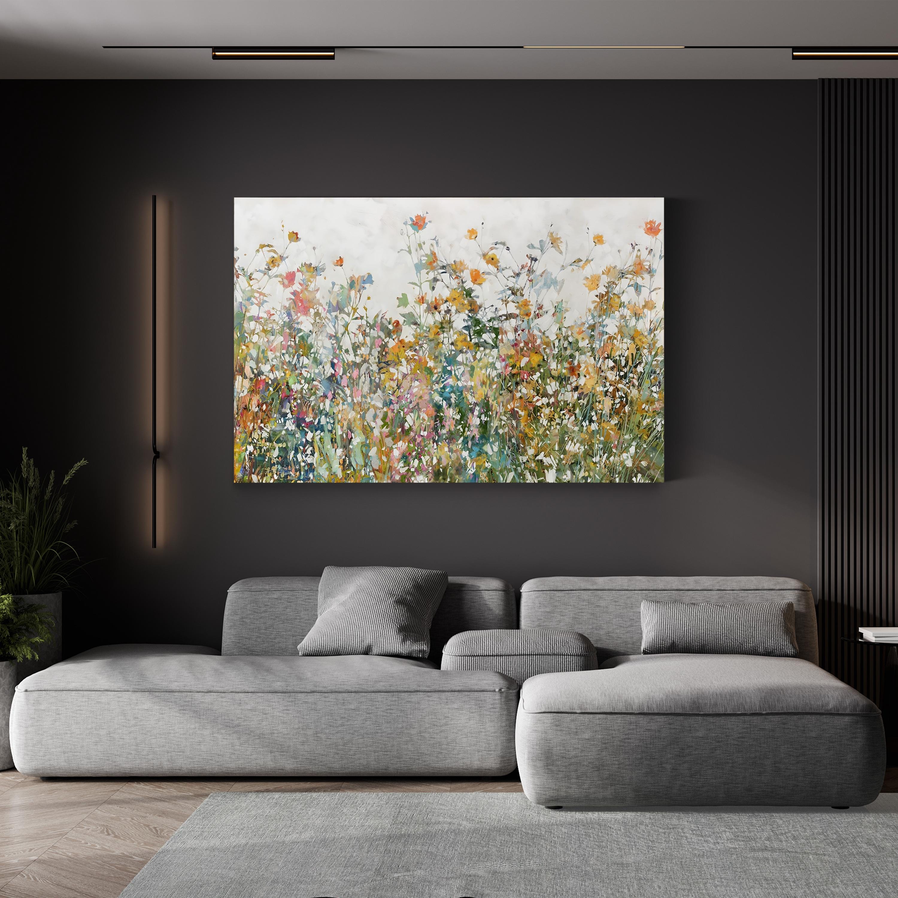 Impressionist Wildflower Meadow – Period Illustration Wall Art | Rustic Floral Canvas Print