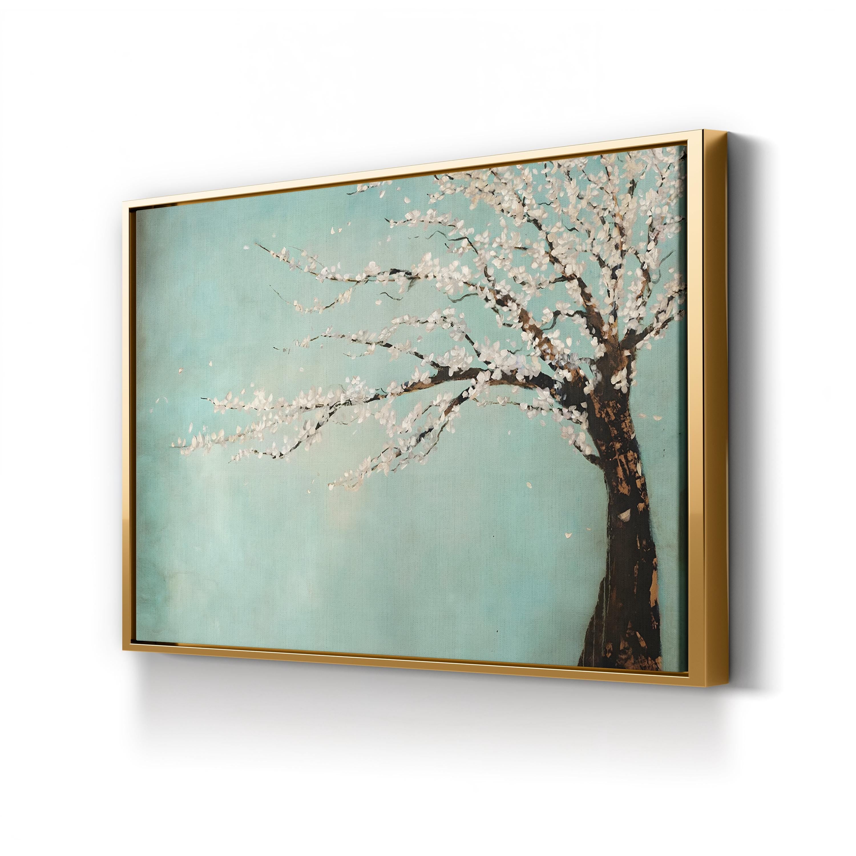 Windy Day Tree Under Blustery Sky – Period Illustration Wall Art | Expressive Nature Canvas Print