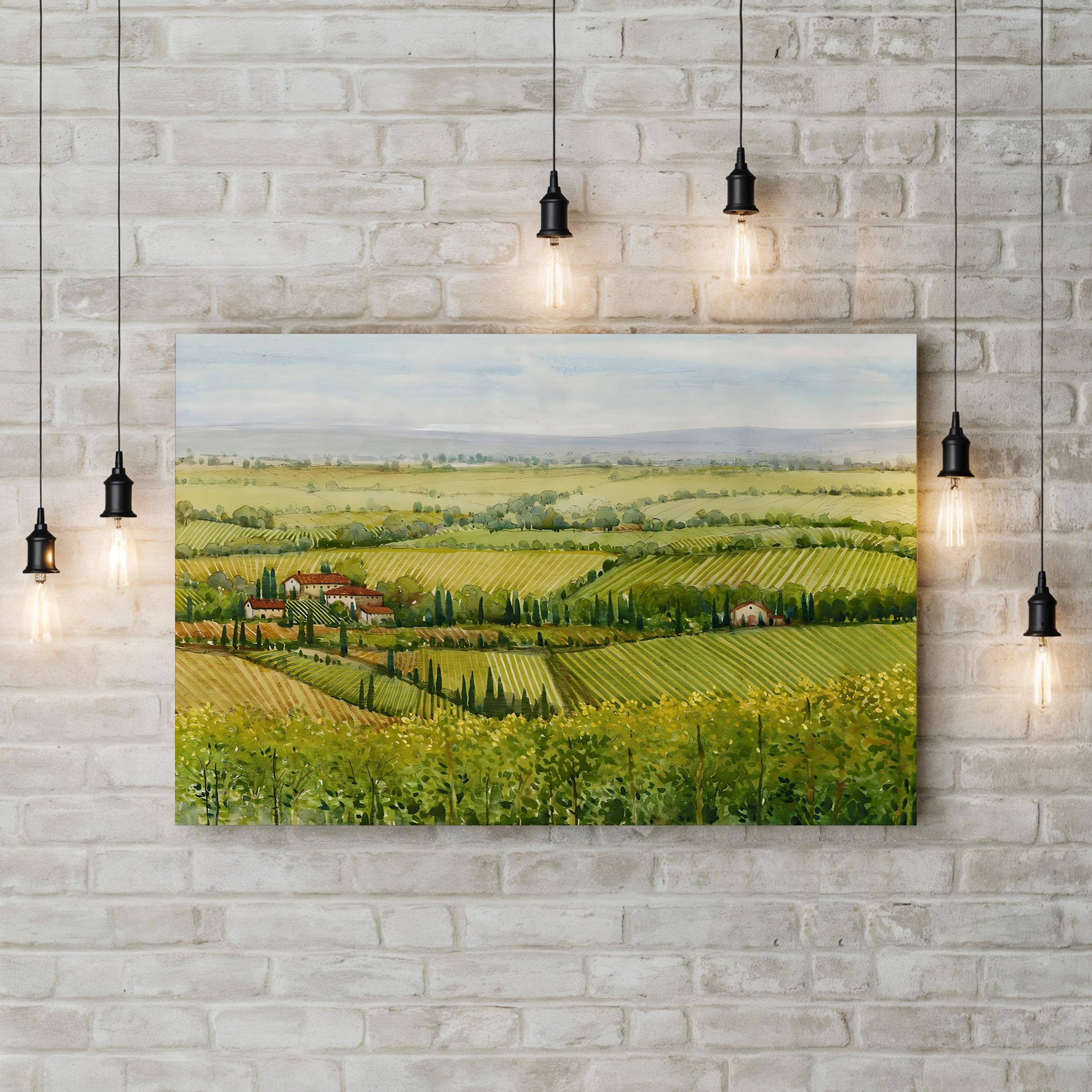 Tuscan Vineyard Canvas Print: Wine Country Landscape Wall Art