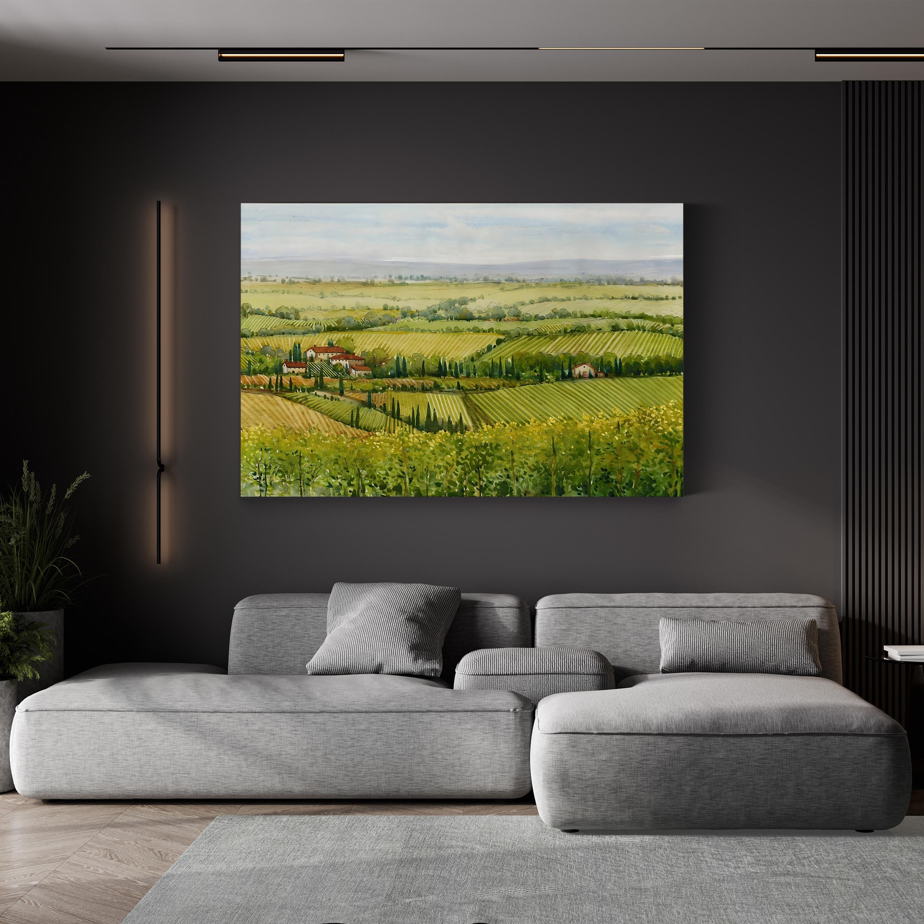 Tuscan Vineyard Canvas Print: Wine Country Landscape Wall Art