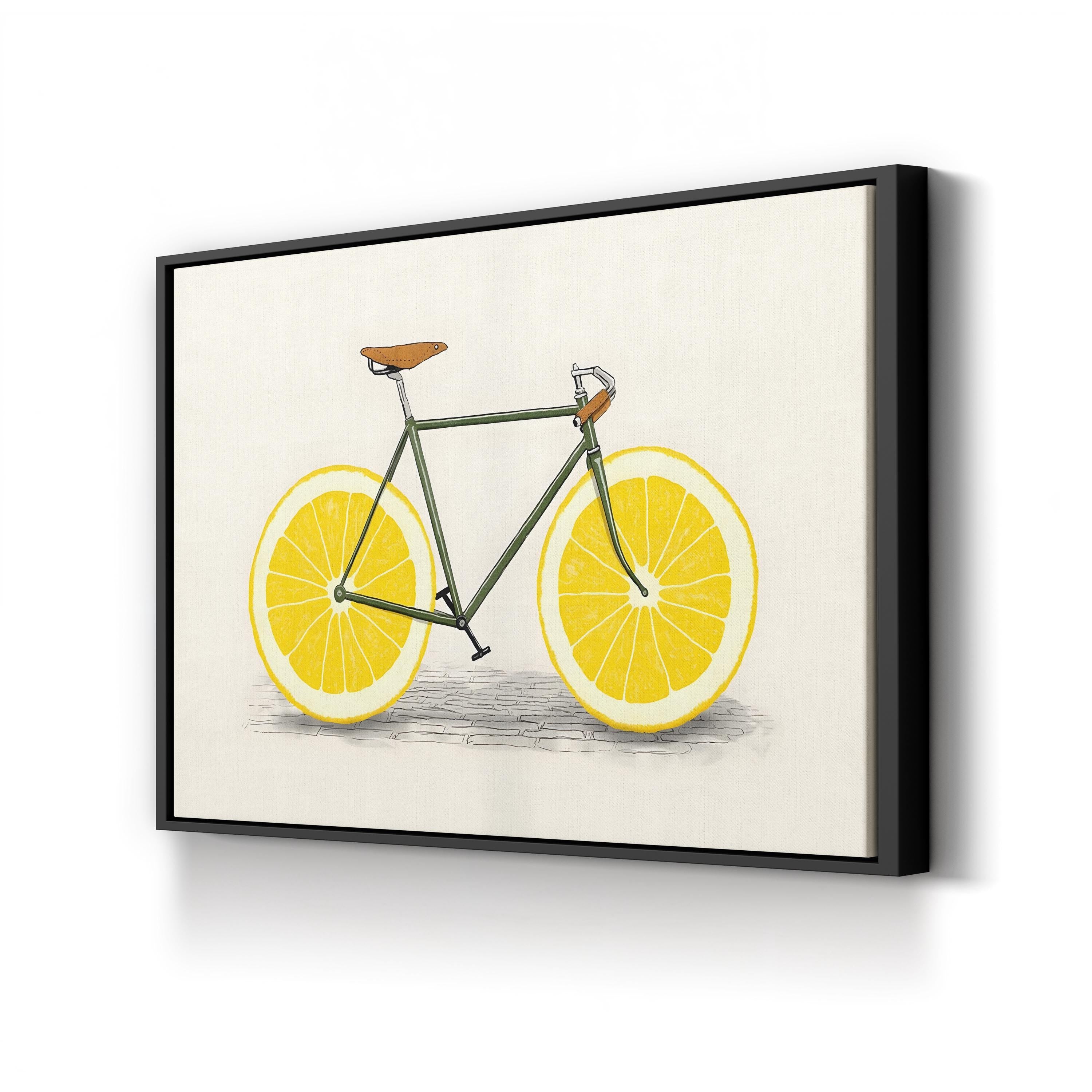 Zest – Contemporary Lemon Bicycle Illustration Wall Art by Florent Bodart