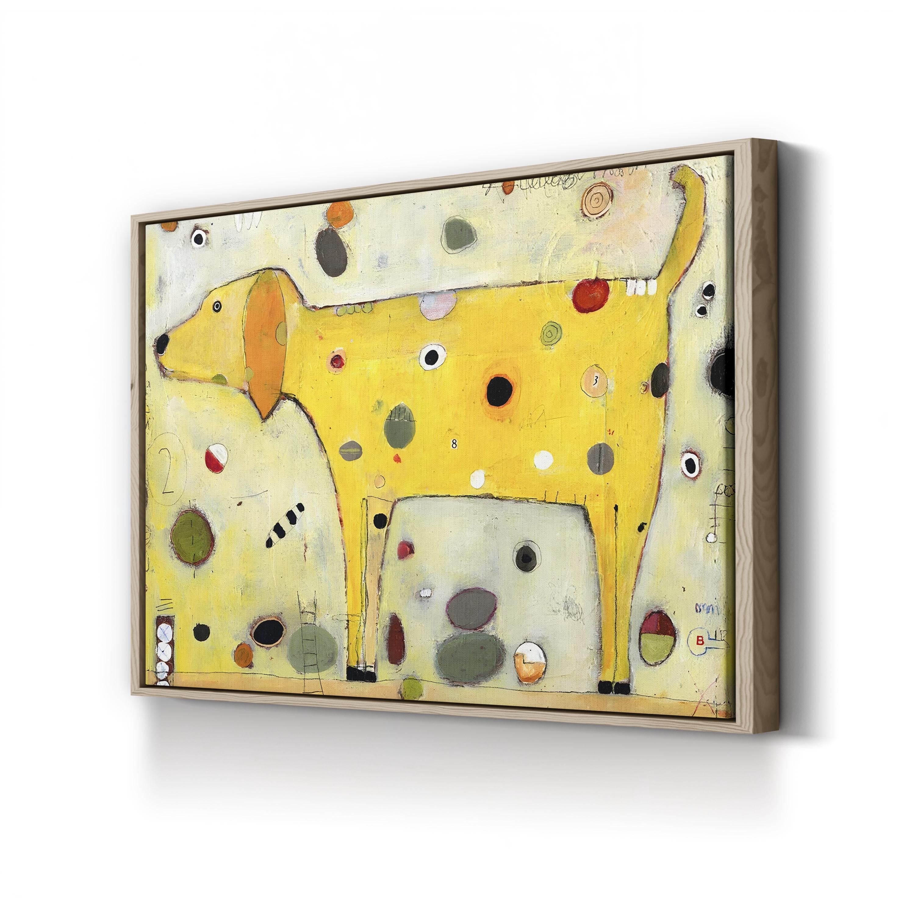 Yellow Wall Art – Playful Contemporary Dog Artwork by Jill Mayberg
