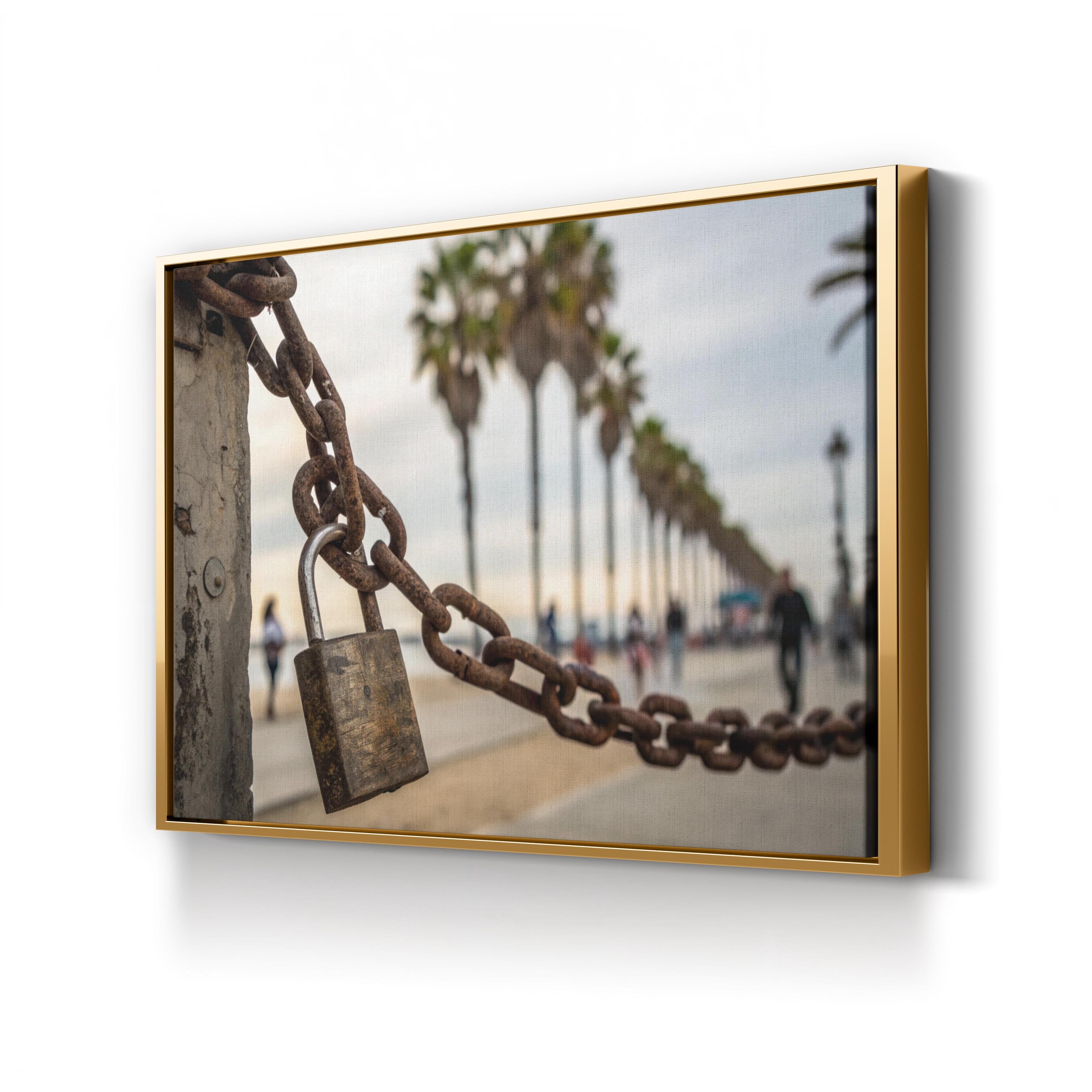 Access Denied – Period Illustration Wall Art | Urban Street Lock & Chain Canvas Print