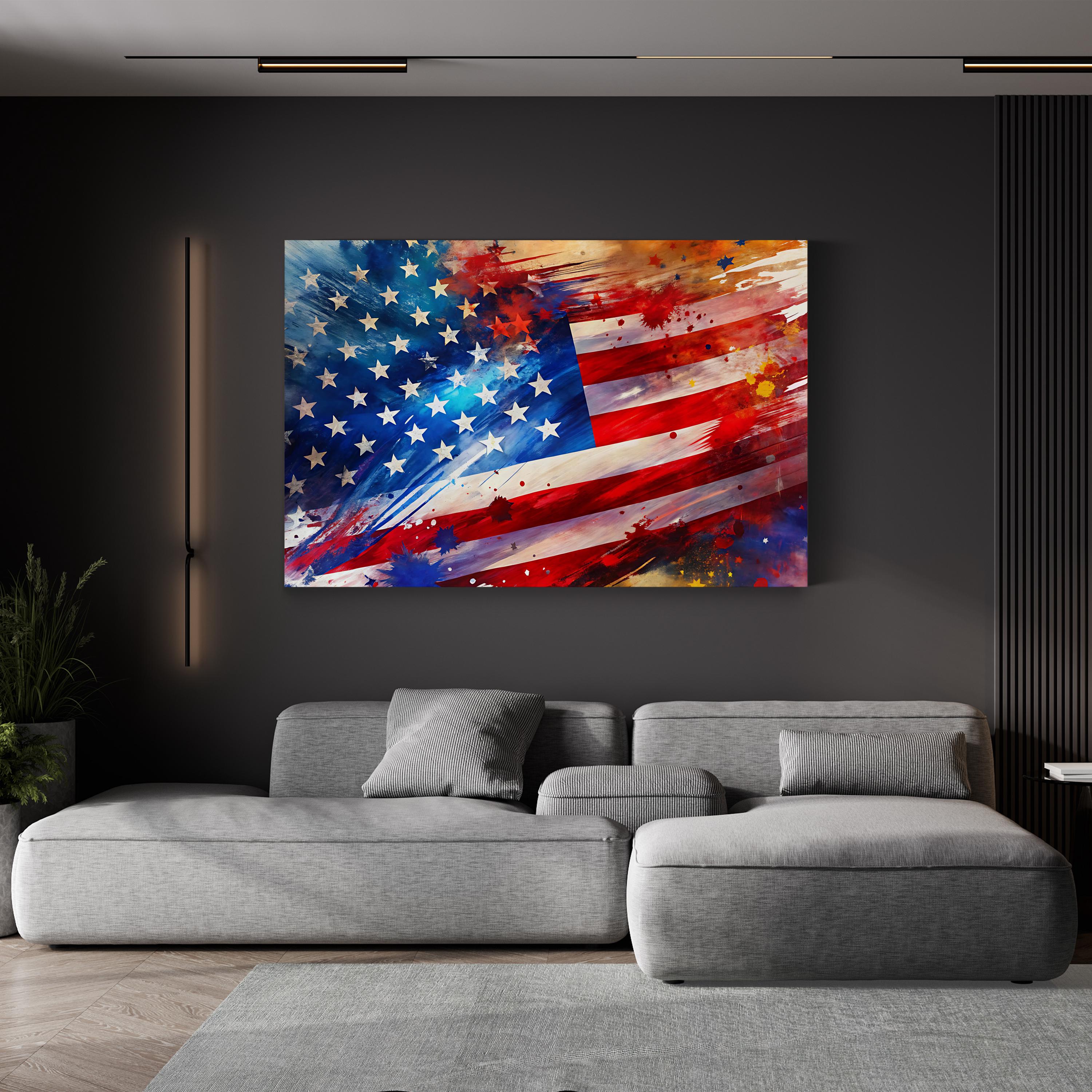 Abstract American Flag – Period Illustration Wall Art | Contemporary Patriotic Canvas Print