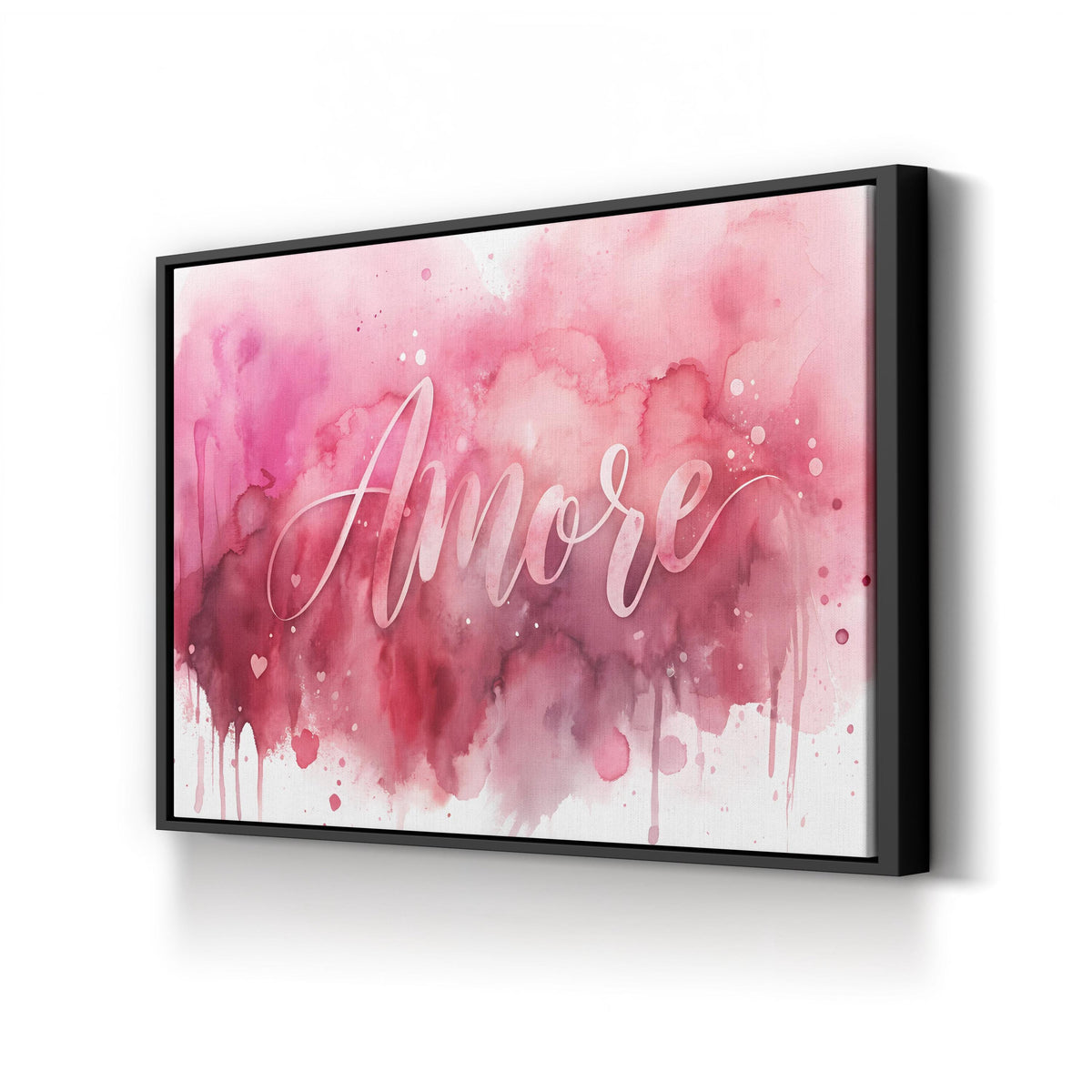 Amore Watercolor canvas print in Black Framed Canvas
