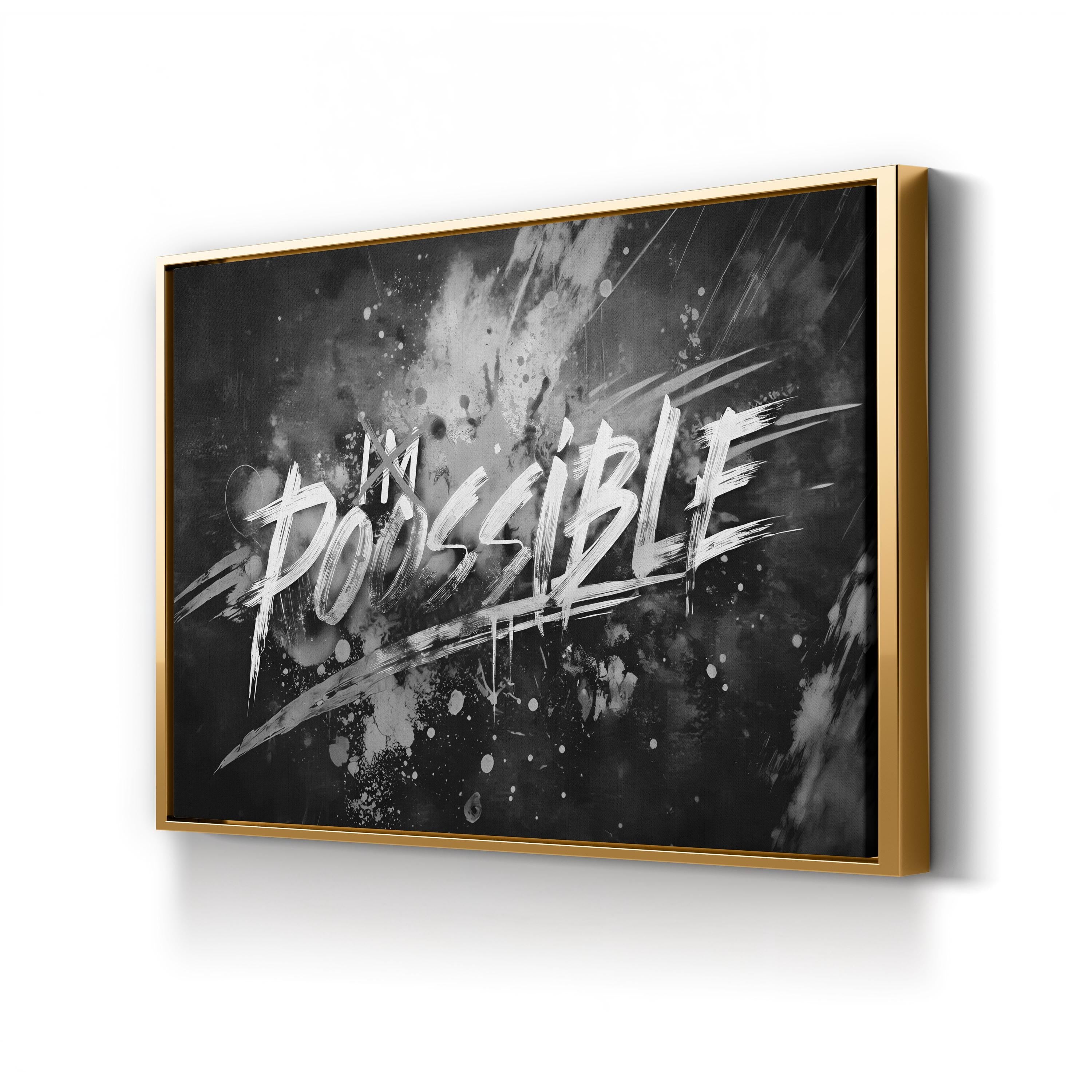 Anything Is Possible Motivational Canvas Wall Art | Black and White Inspirational Typography Print