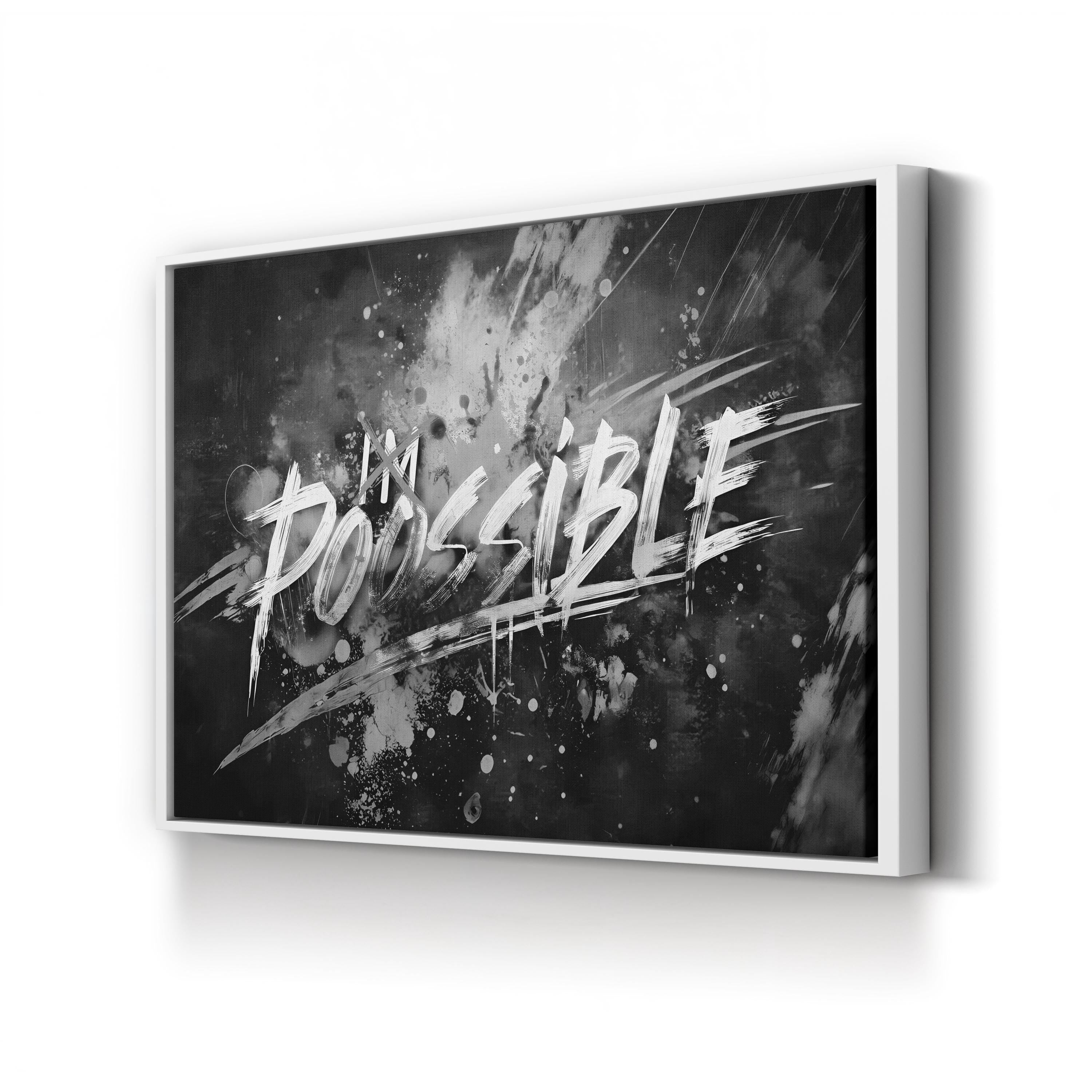 Anything Is Possible Motivational Canvas Wall Art | Black and White Inspirational Typography Print