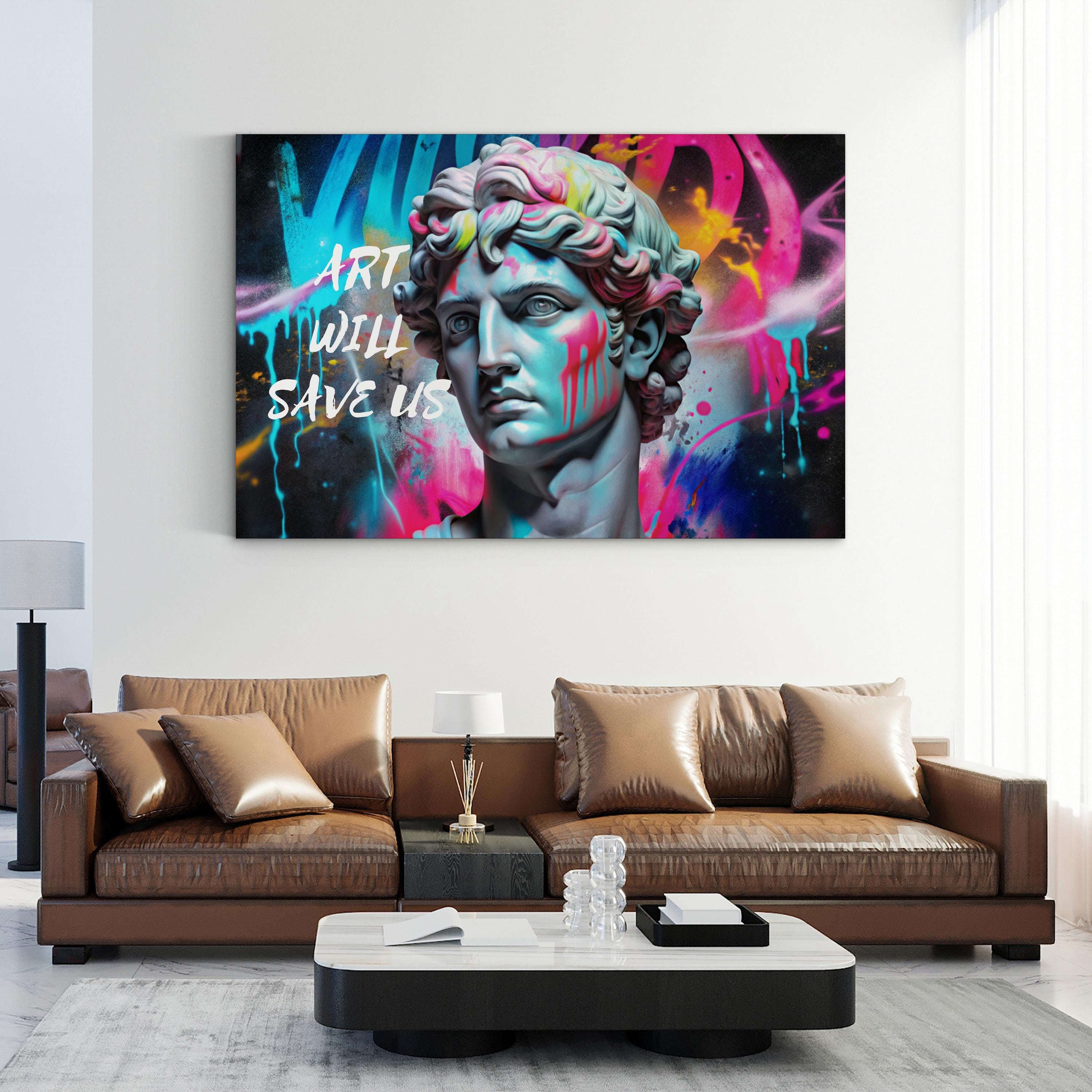 Graffiti Statue Wall Art — Contemporary Urban Street Art Composition