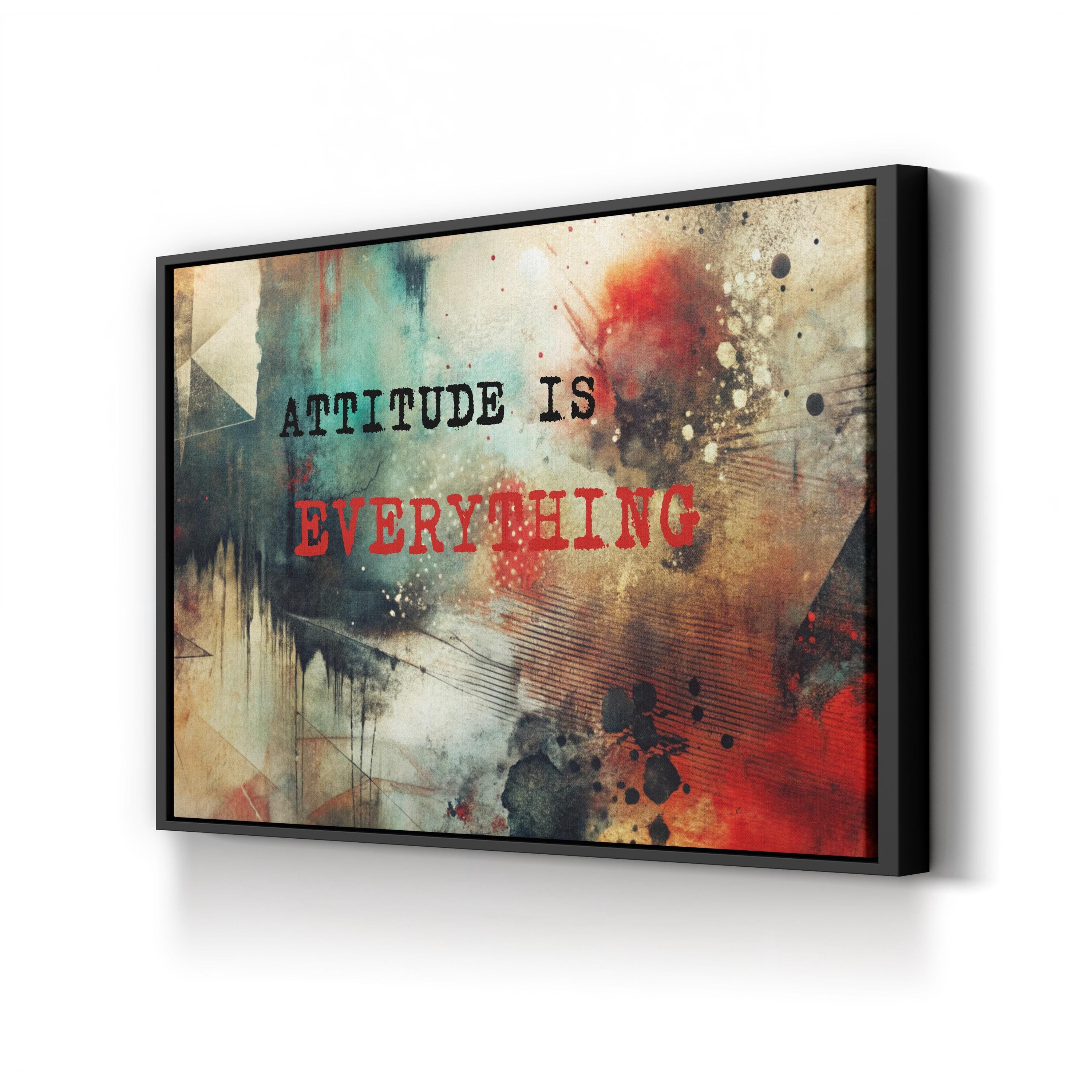 Attitude Is Everything Wall Art – Abstract Typographic Motivational Canvas
