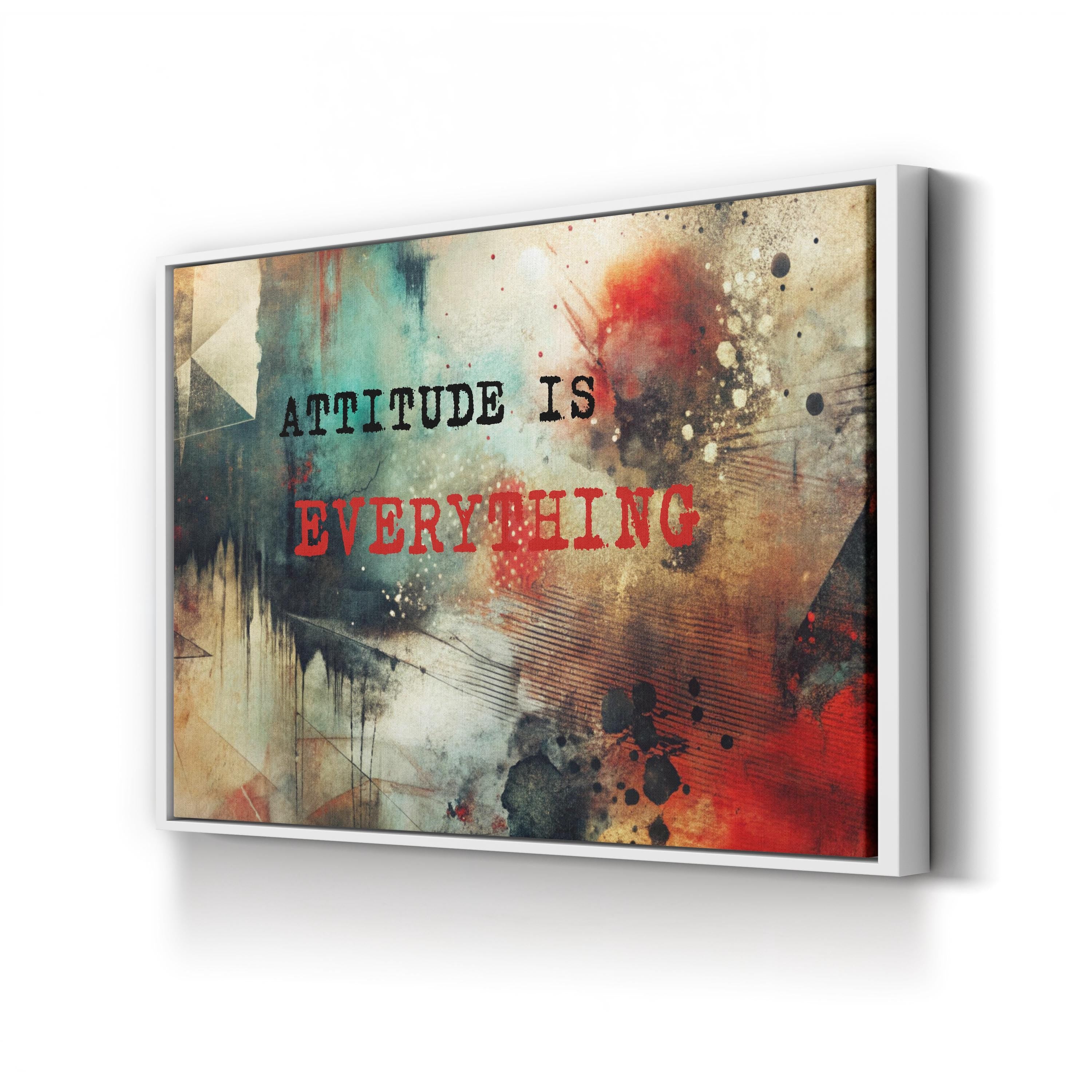 Attitude Is Everything Wall Art – Abstract Typographic Motivational Canvas