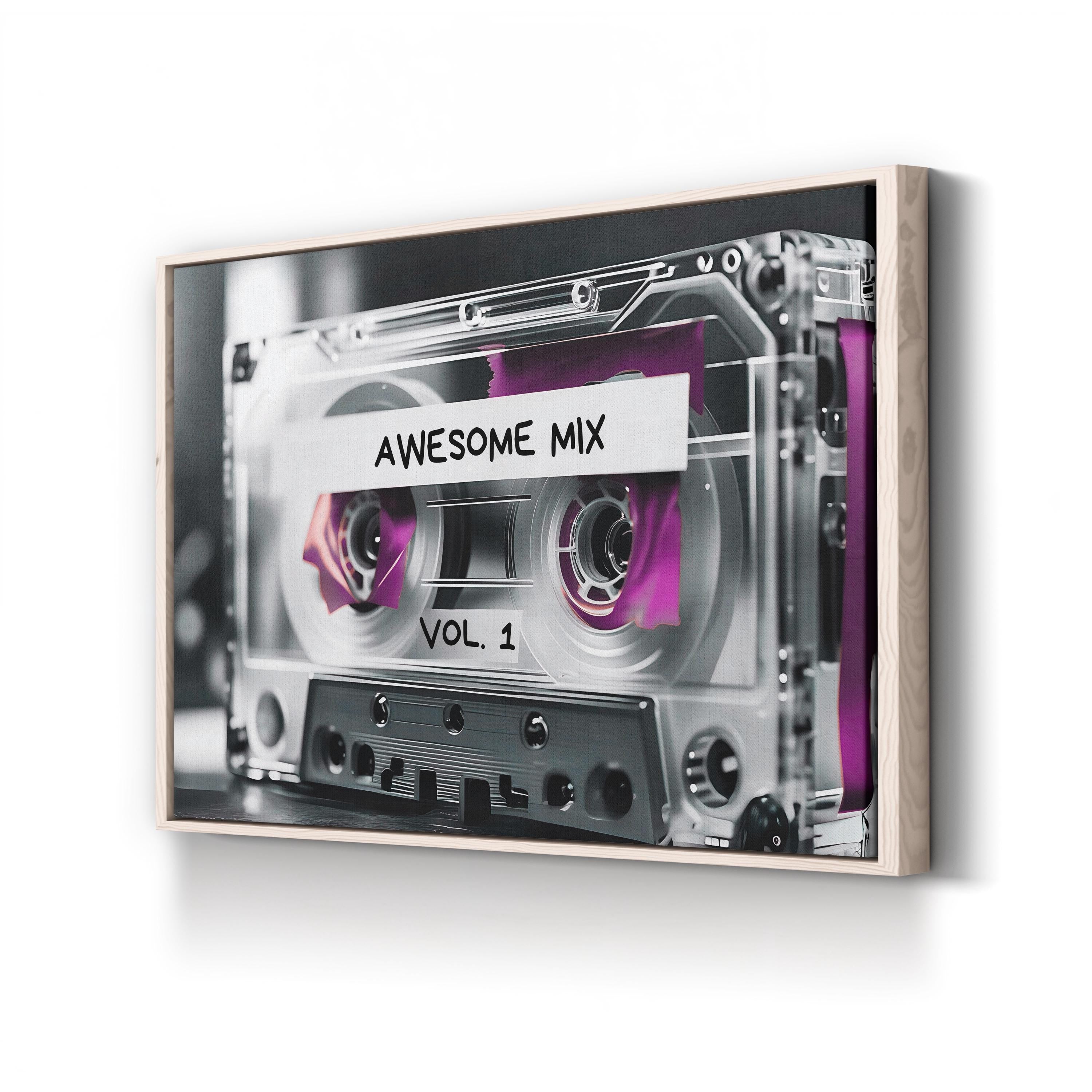 Awesome Mix Vol. 1 Cassette – Period Illustration Wall Art | Retro Music Canvas Print