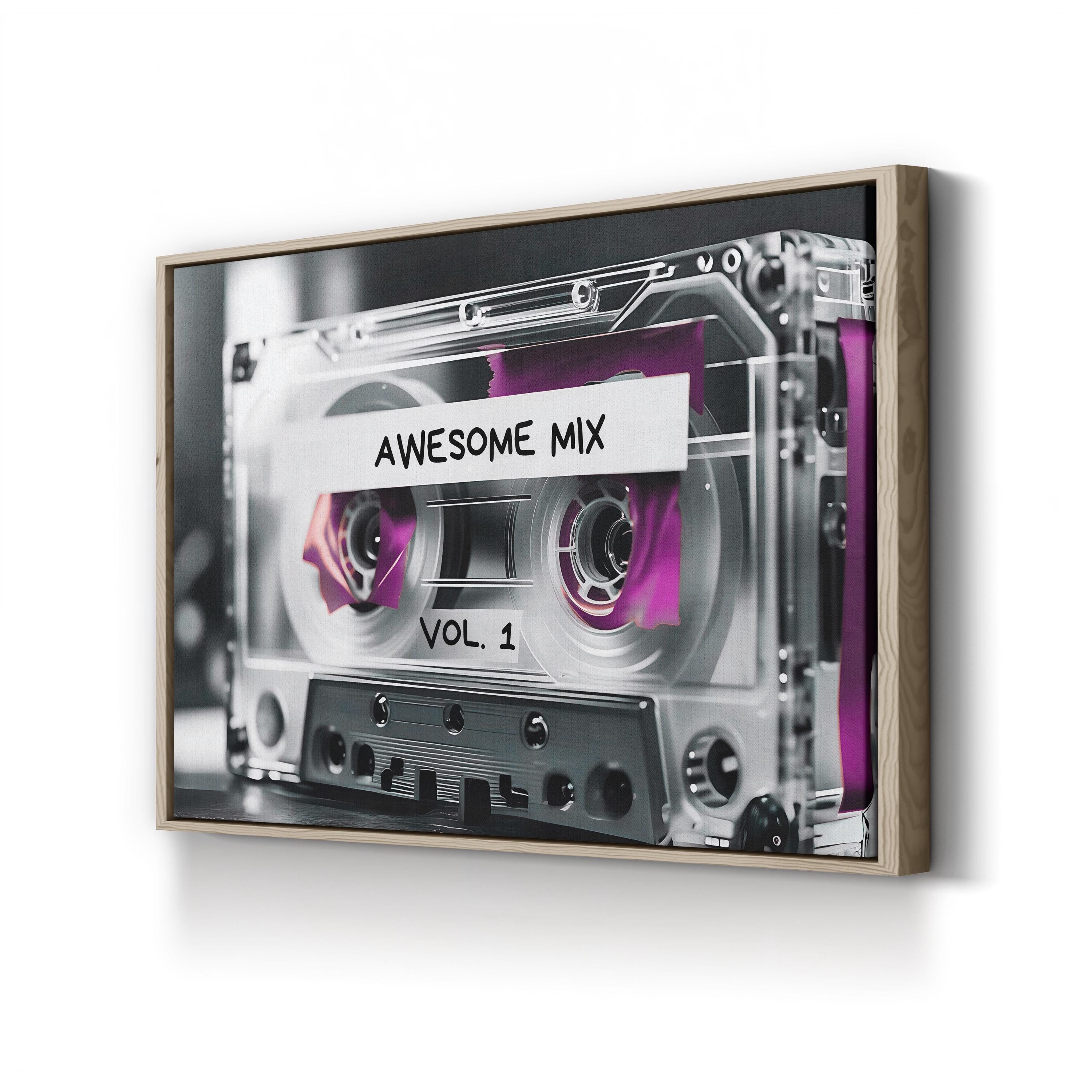 Awesome Mix Vol. 1 Cassette – Period Illustration Wall Art | Retro Music Canvas Print