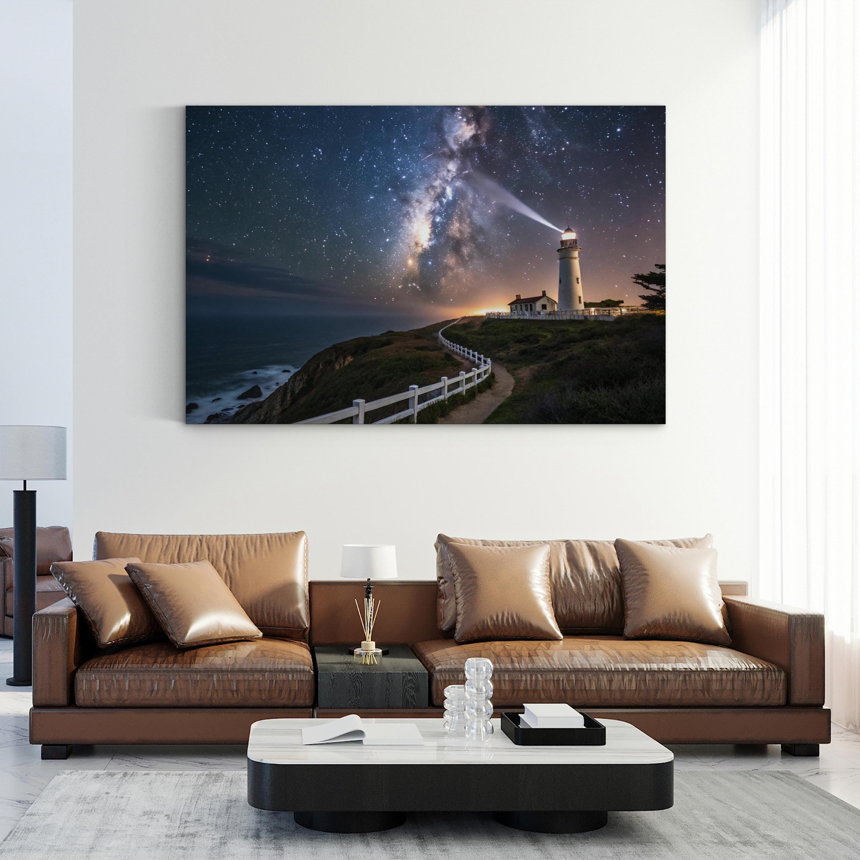 Pigeon Point Lighthouse – Vintage Photography Wall Art | Starry Night Coastal Canvas Print
