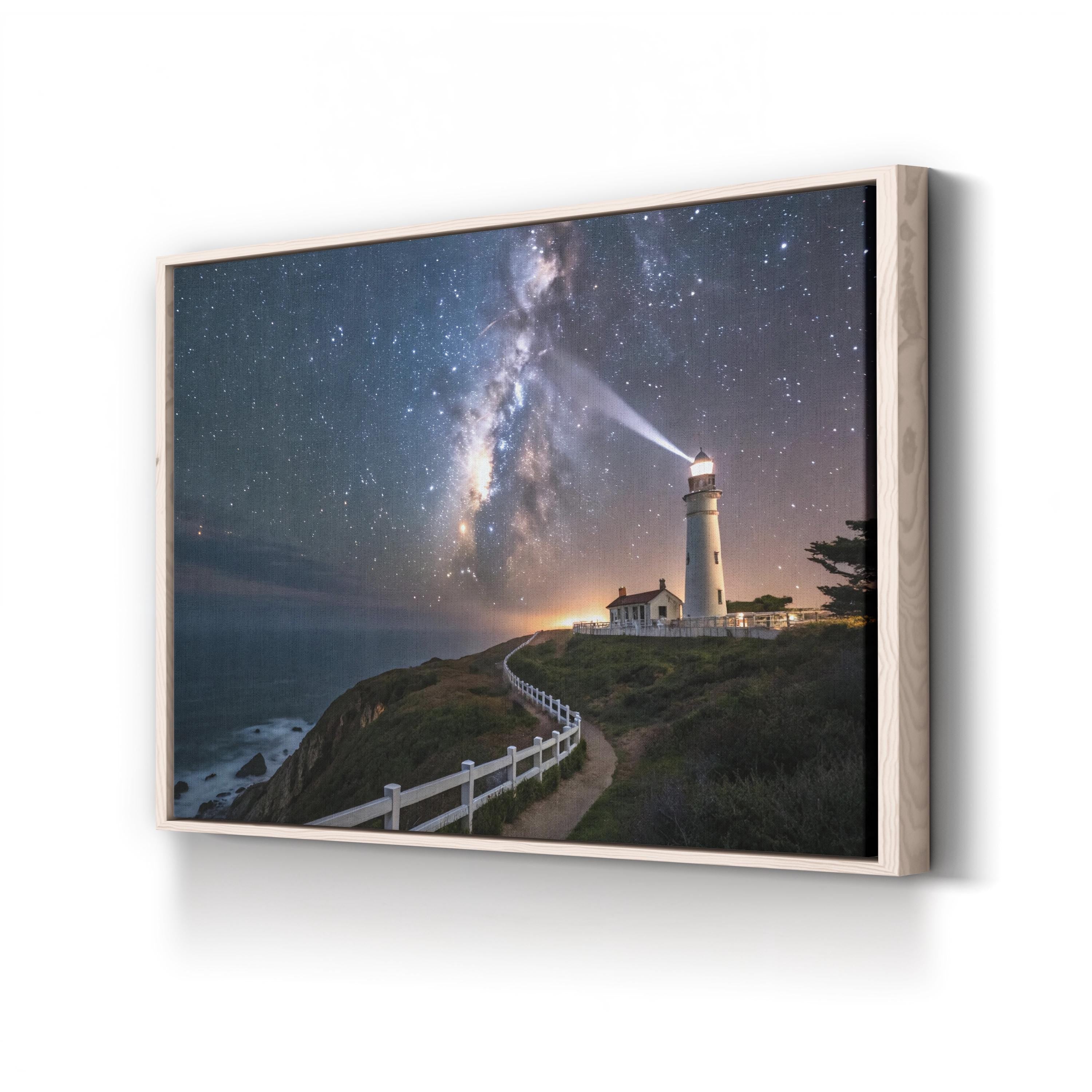 Pigeon Point Lighthouse – Vintage Photography Wall Art | Starry Night Coastal Canvas Print