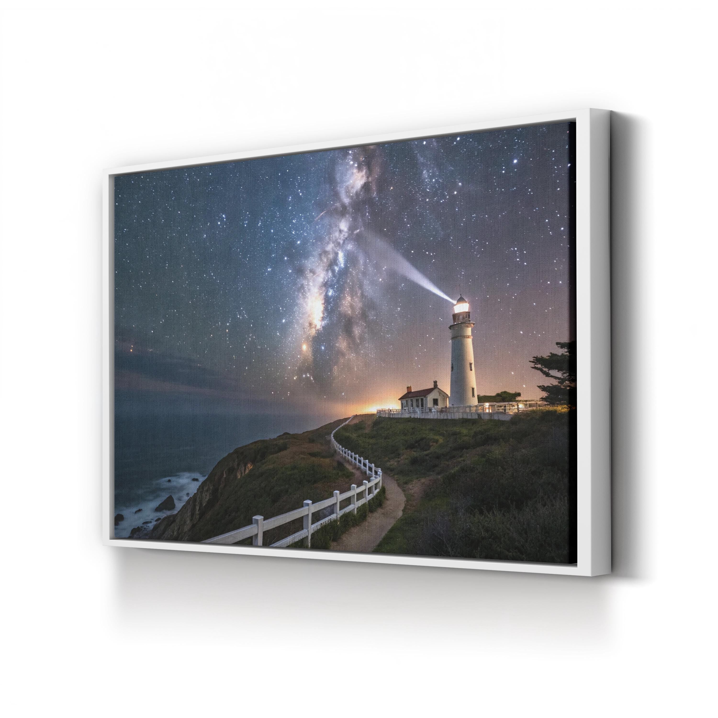 Pigeon Point Lighthouse – Vintage Photography Wall Art | Starry Night Coastal Canvas Print