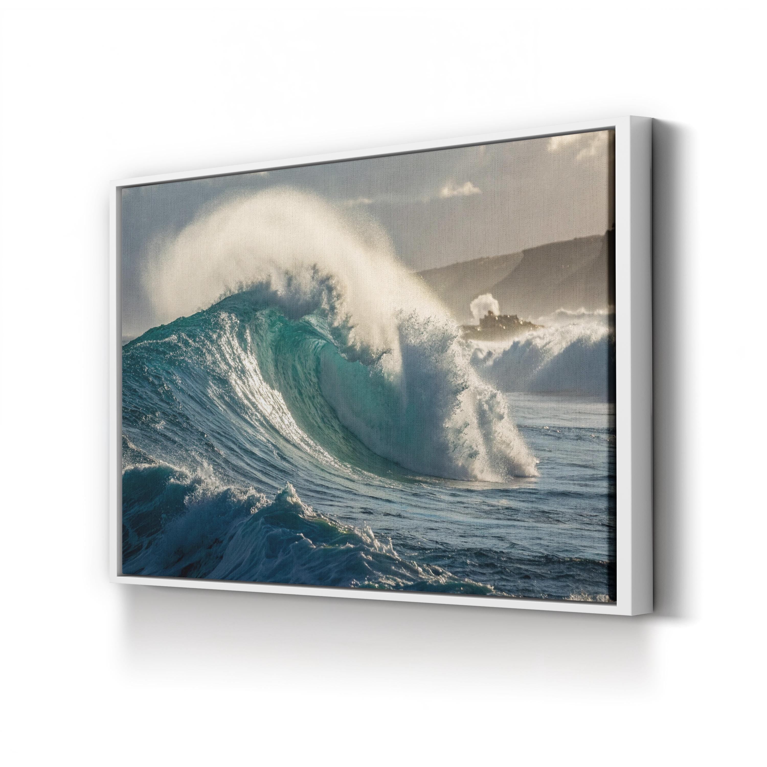 Big Wave Coastal Landscape – Period Illustration Wall Art | Framed Seascape Canvas Print