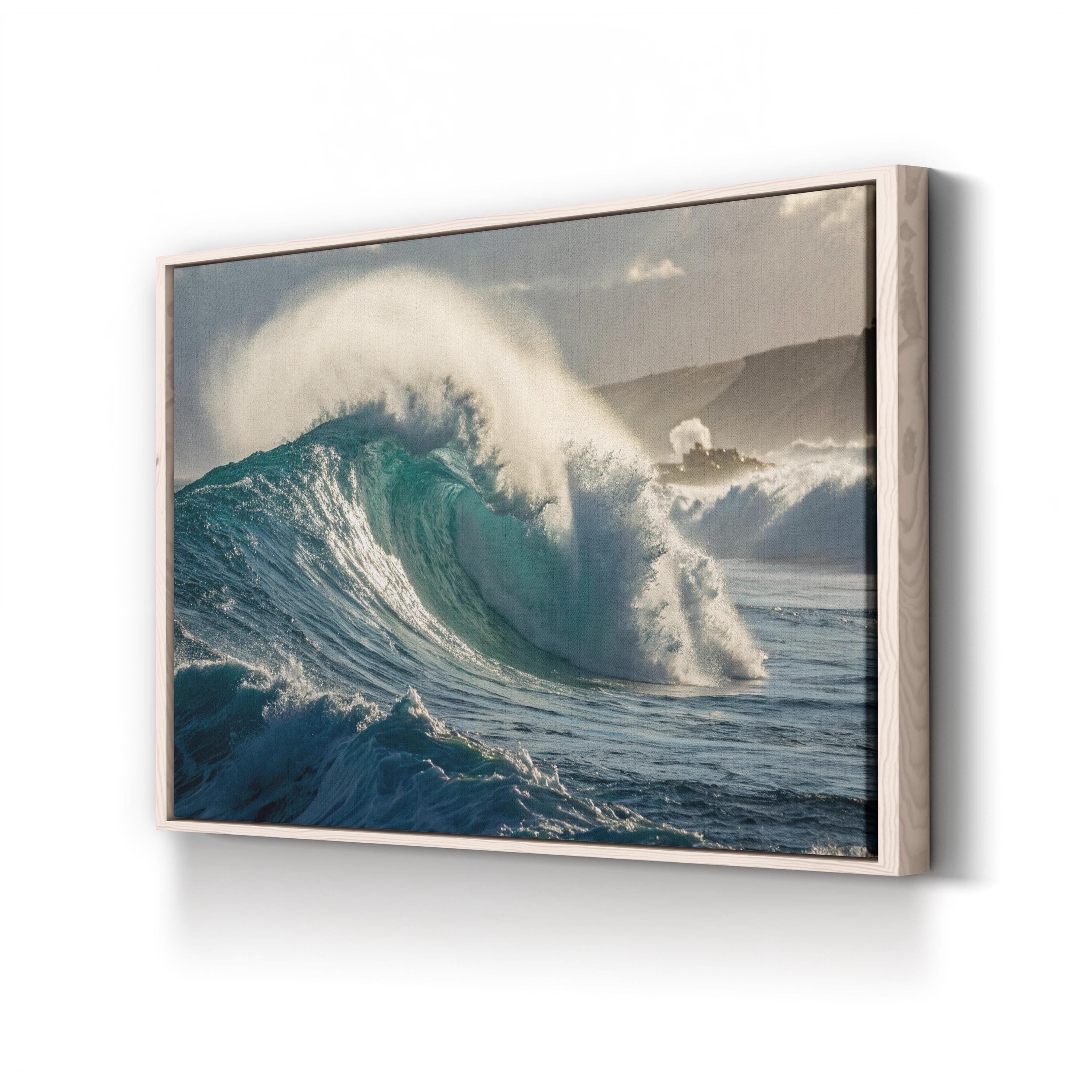 Big Wave Coastal Landscape – Period Illustration Wall Art | Framed Seascape Canvas Print