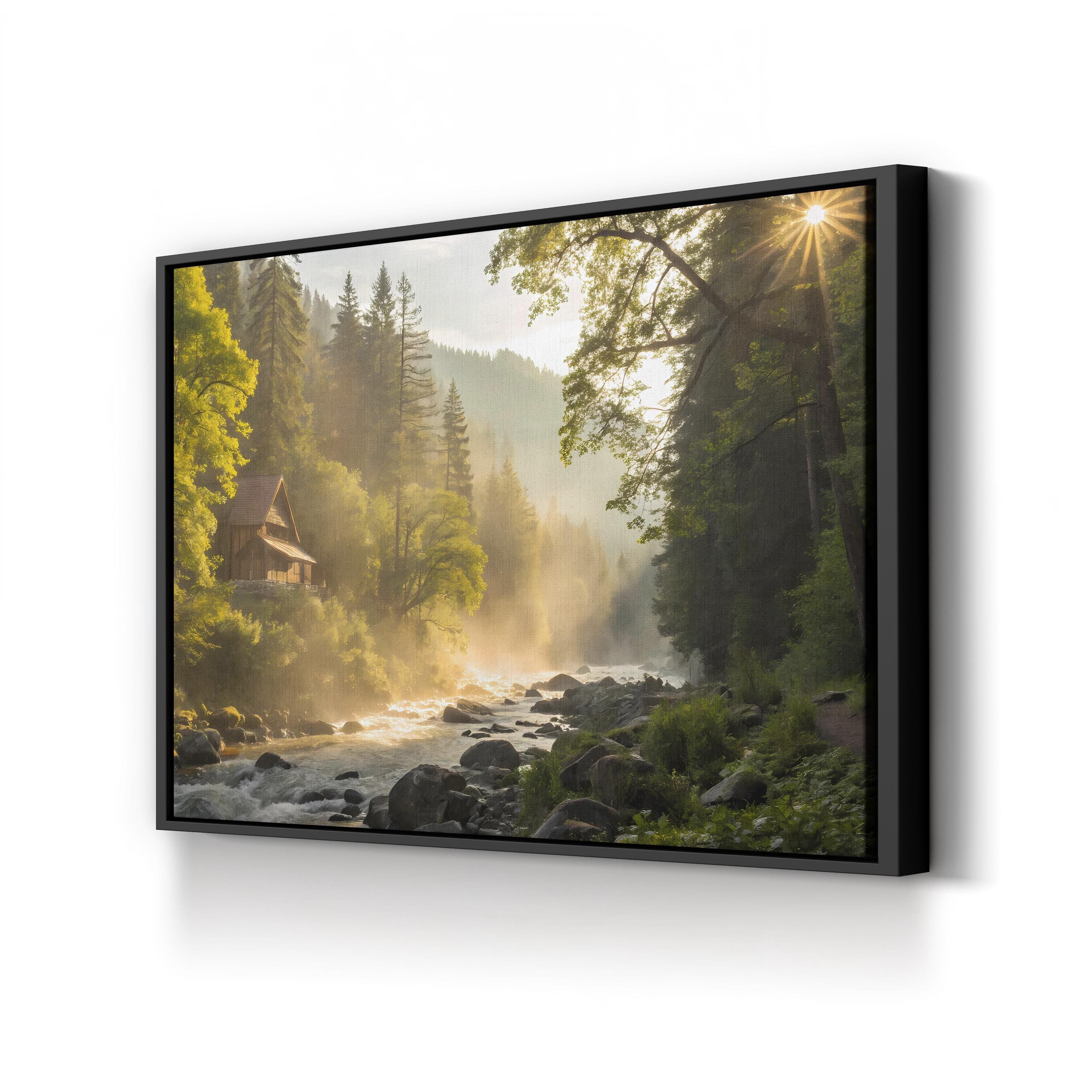 Forest Sunlight Riverbed – Vintage Photography Wall Art | Dynamic Light Canvas Print