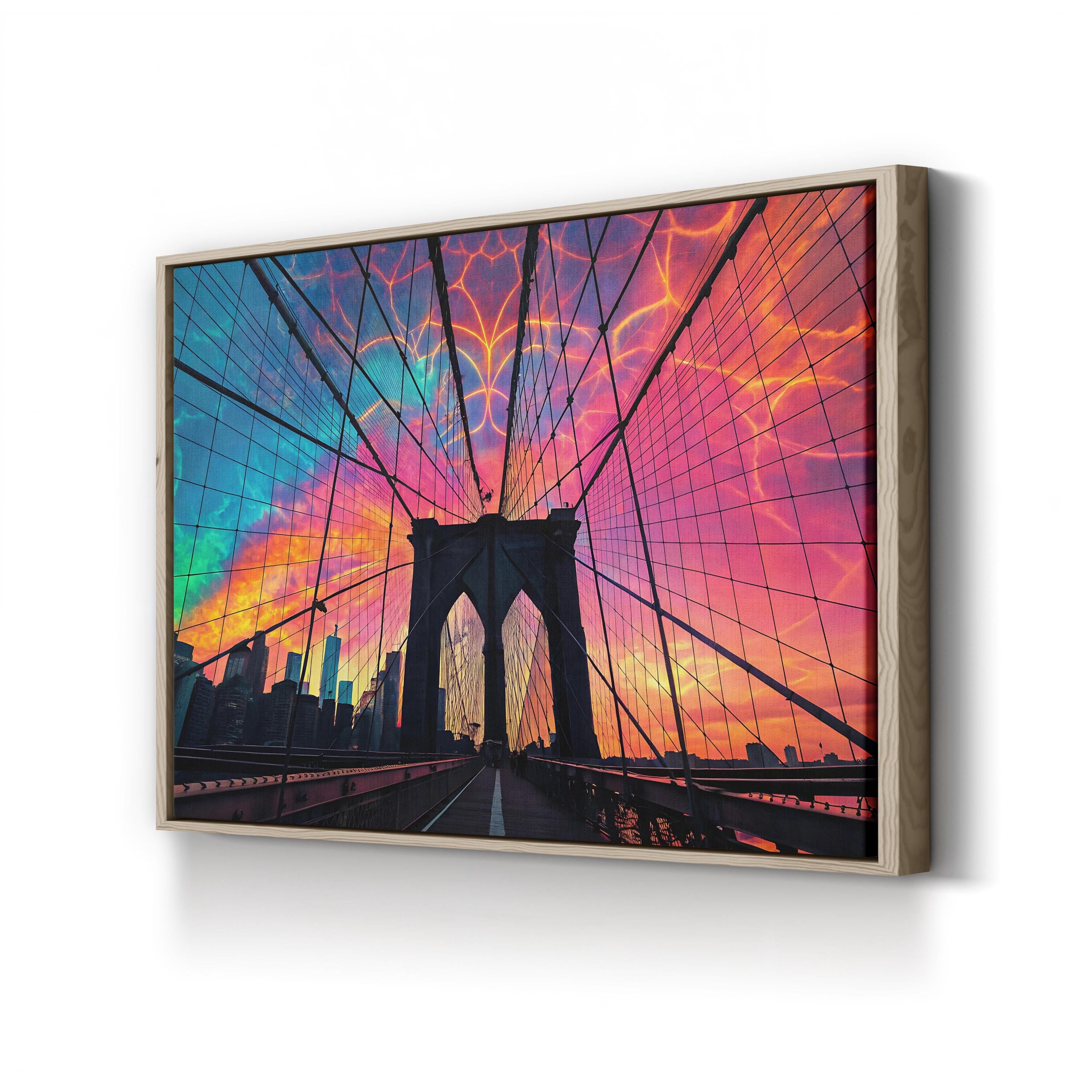 Brooklyn Bridge Architecture – Period Illustration Wall Art | New York Cityscape Canvas Print