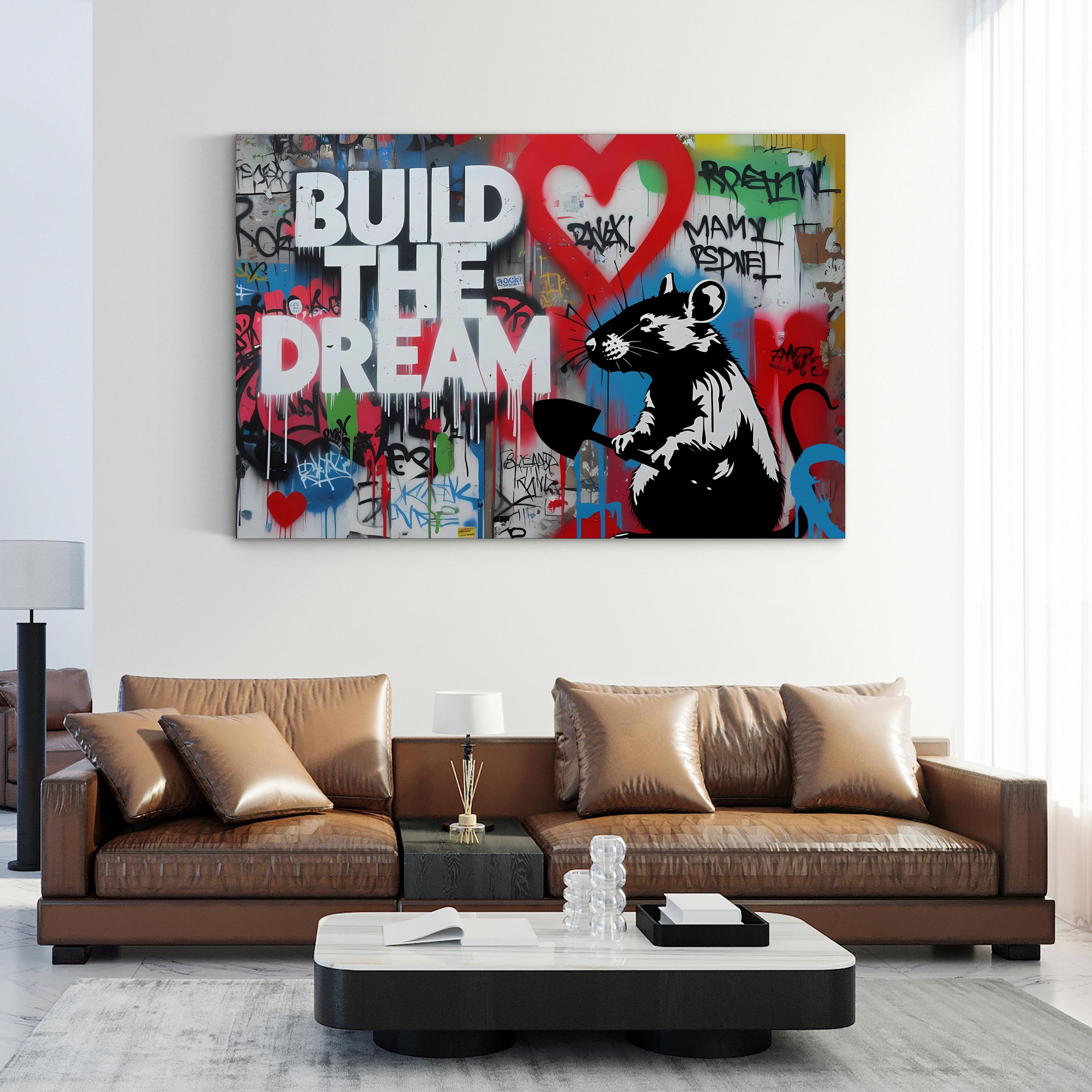 Build The Dream Inspirational Quote Graffiti Wall Art